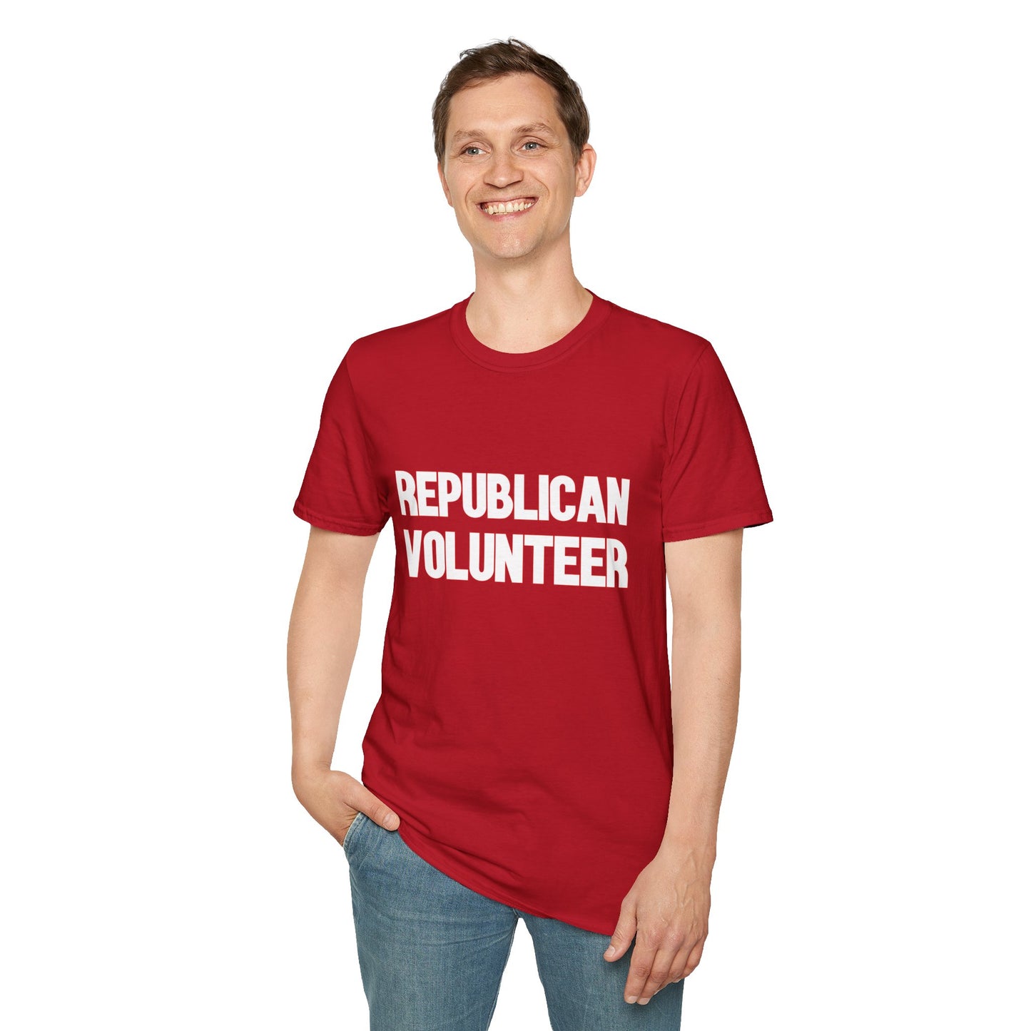 Republican Volunteer Unisex Tshirt (White/Red Logo) - Sweet Baby Jeez Teez