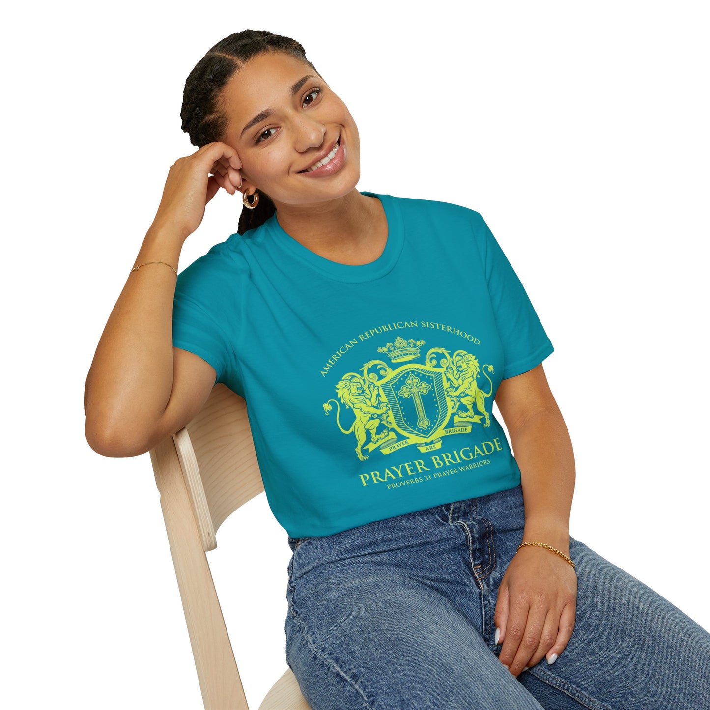 ARS Prayer Brigade Women's Relaxed/Plus Tshirt (Chartreuse Logo)