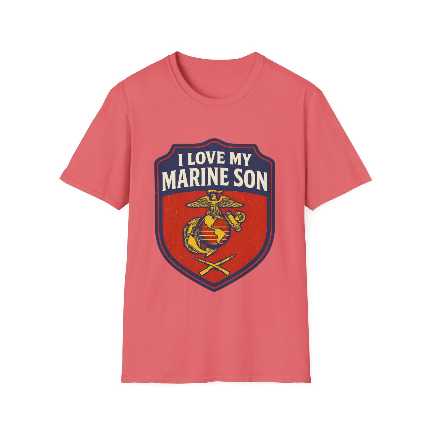 "I Love My Marine Son" Military Patriotic Softstyle Tshirt for Marine Parents