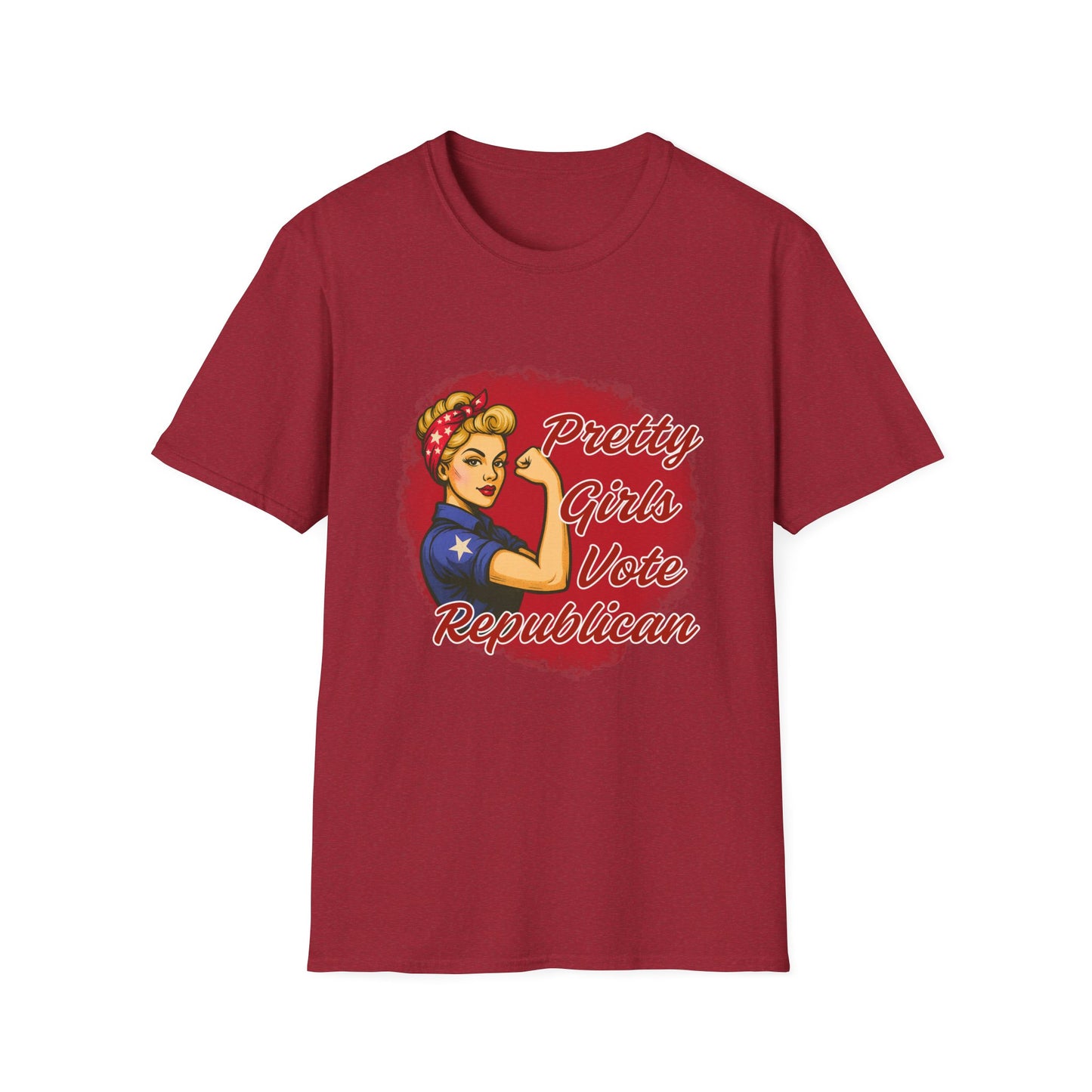 "Pretty Girls Vote Republican" Empowered Women Softstyle T-Shirt Tee (Blonde)