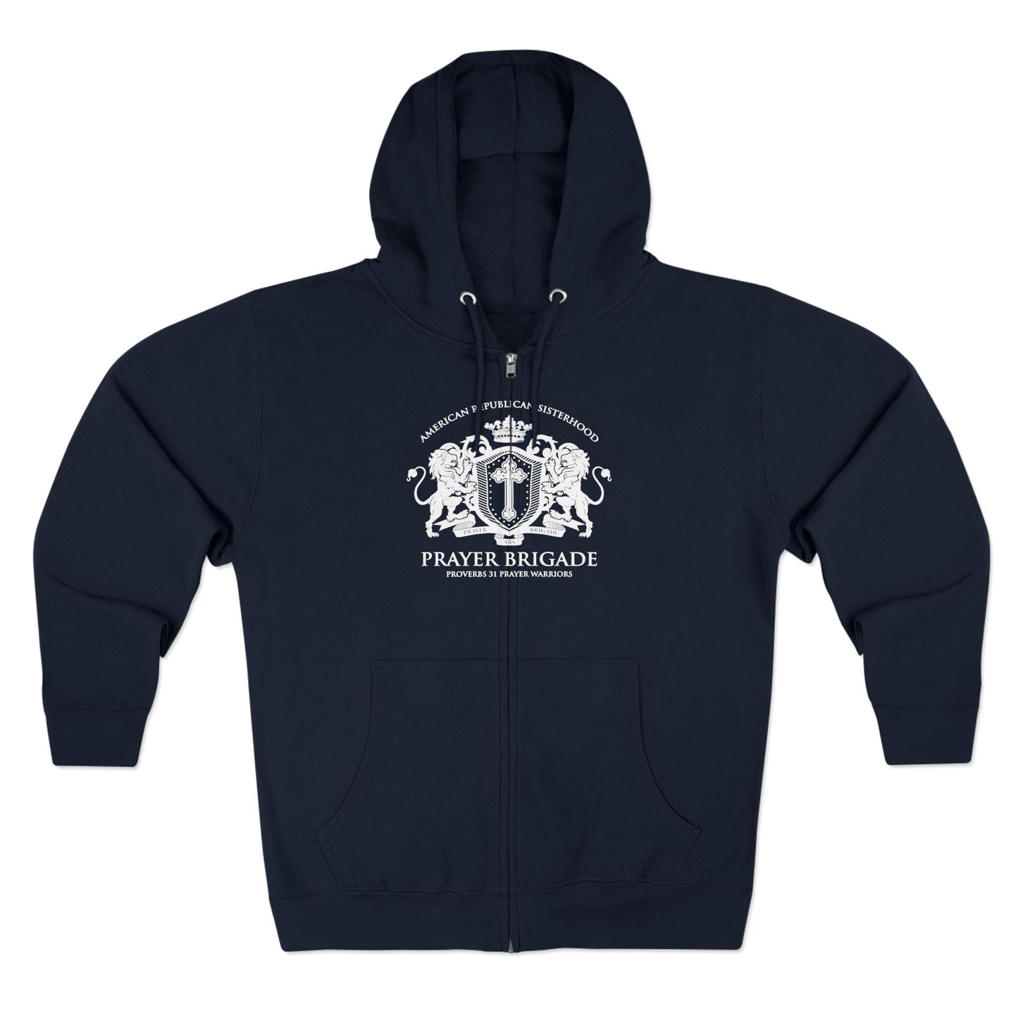 ARS Prayer Brigade Unisex Full Zip Hoodie (Dark Red with White Logo)
