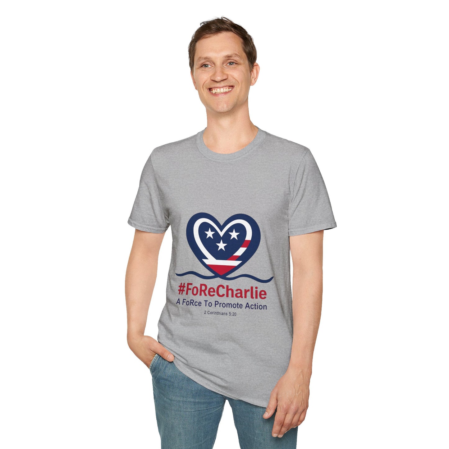 "FoRe Charlie" Ambassador Pageant Memorial Tshirt of Charlie Kirk (Heart Logo)