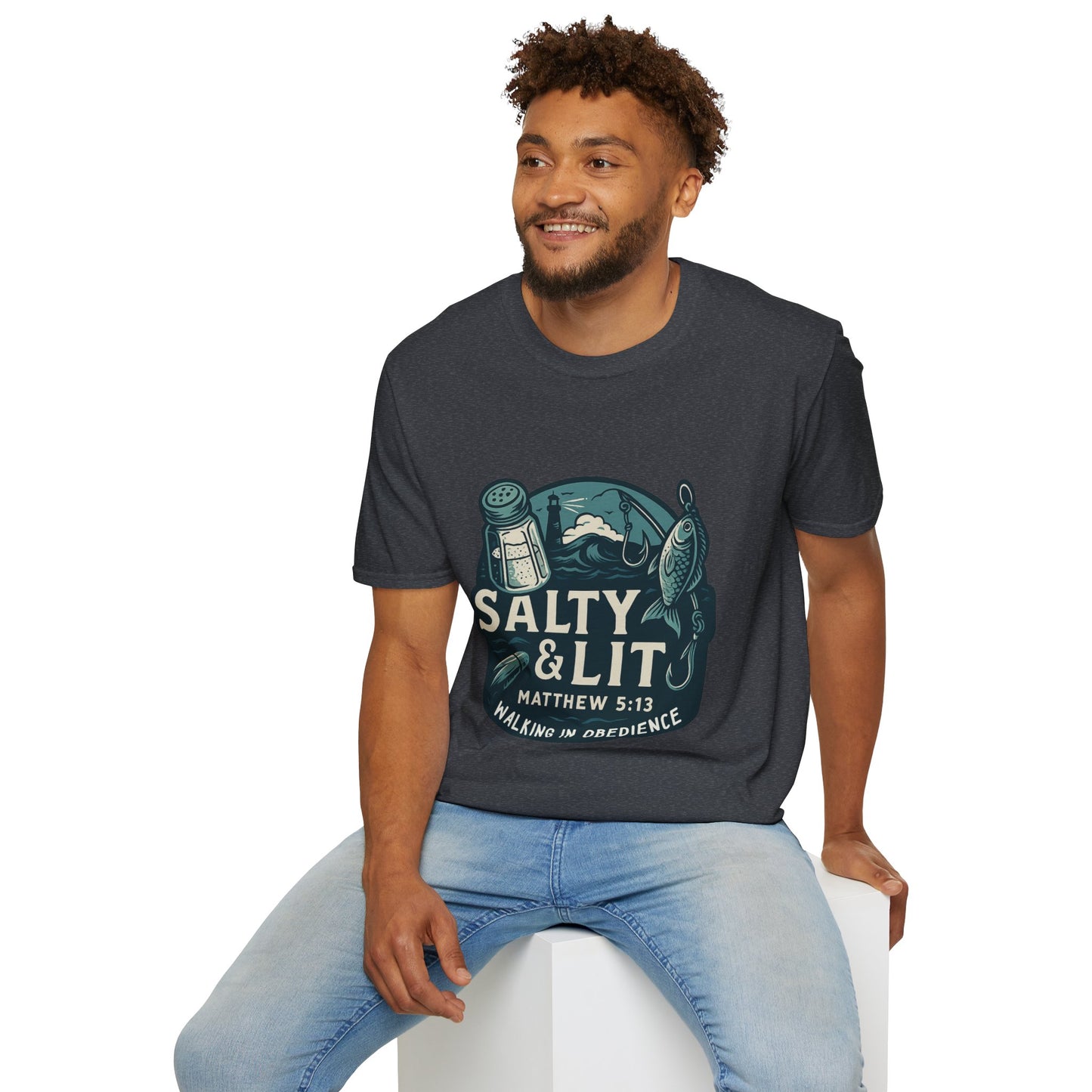 'Salty & Lit" Matthew 5:13 Bible Verse Christian Softstyle Tshirt