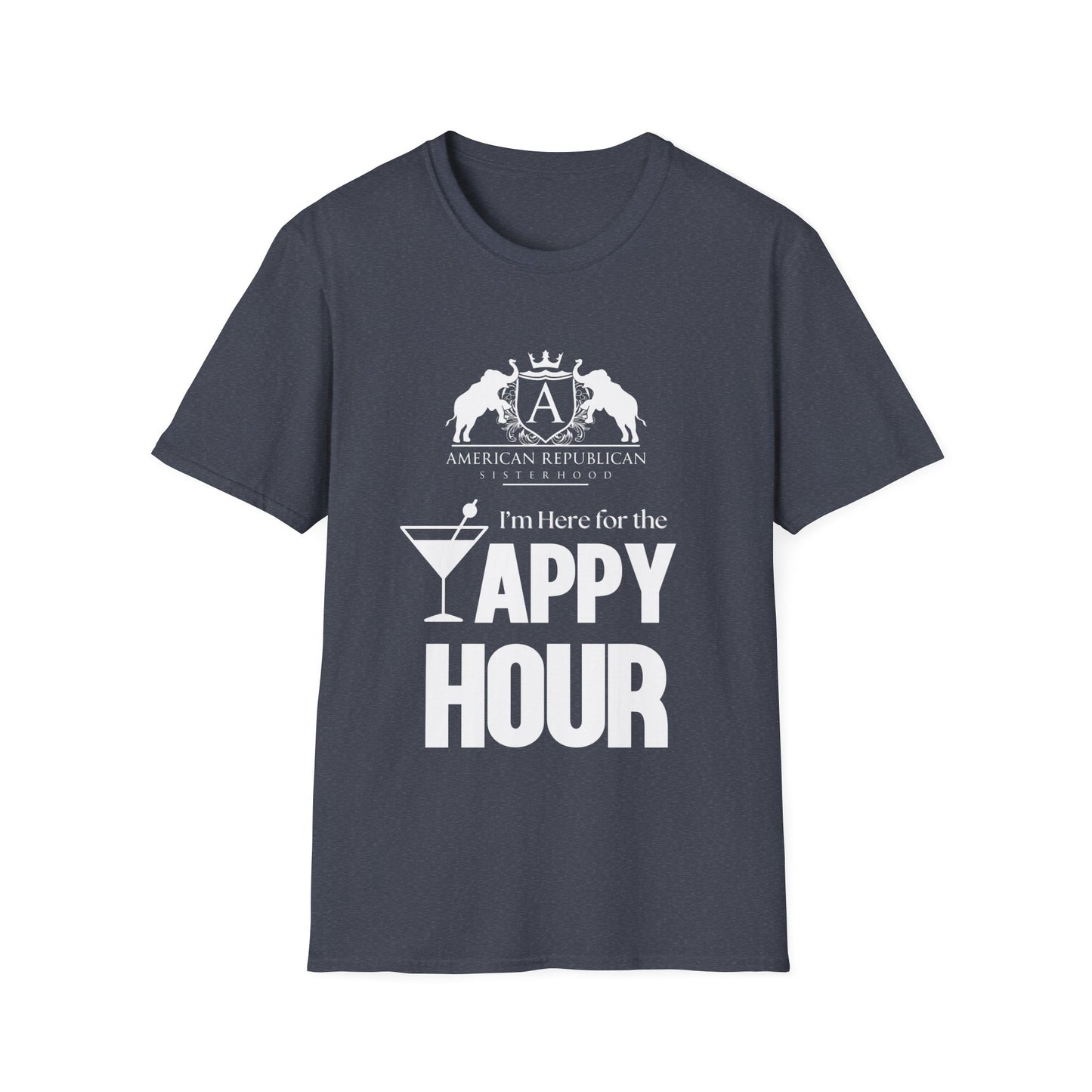 Here for the Yappy Hour Women's Unisex/Relaxed Tshirt (ARS-White Logo) - Sweet Baby Jeez Teez