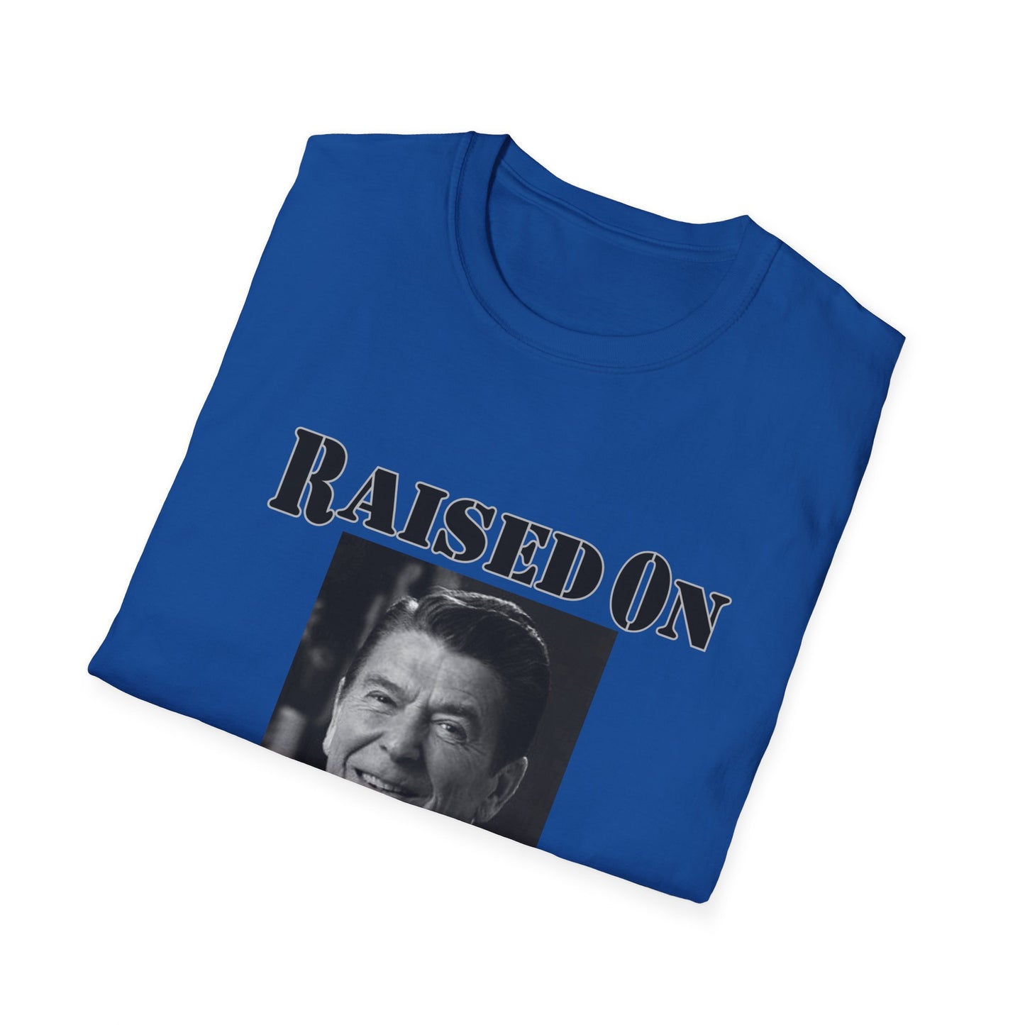 Raised on Reagan Men's Tshirt (Black Logo) - Sweet Baby Jeez Teez