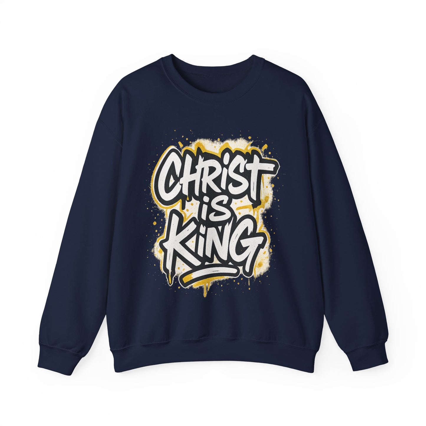 Christ is King Men's Crewneck Sweatshirt (White/Gold Logo)