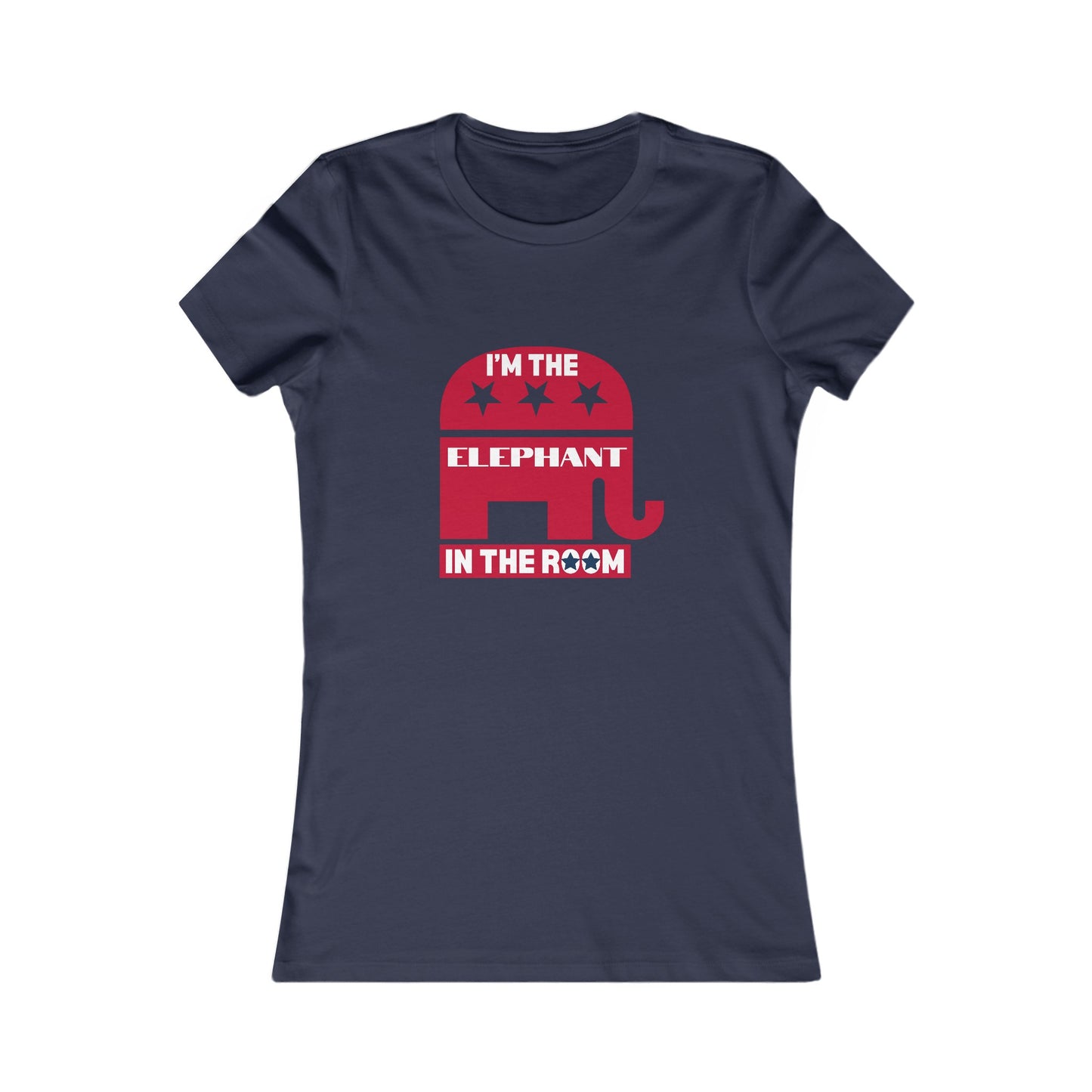 Elephant in the Room Women's Fitted Navy Tshirt - Sweet Baby Jeez Teez