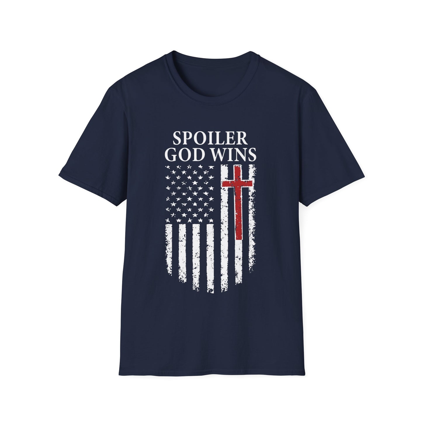 "Spoiler God Wins" Christian Unisex Softstyle T-Shirt
