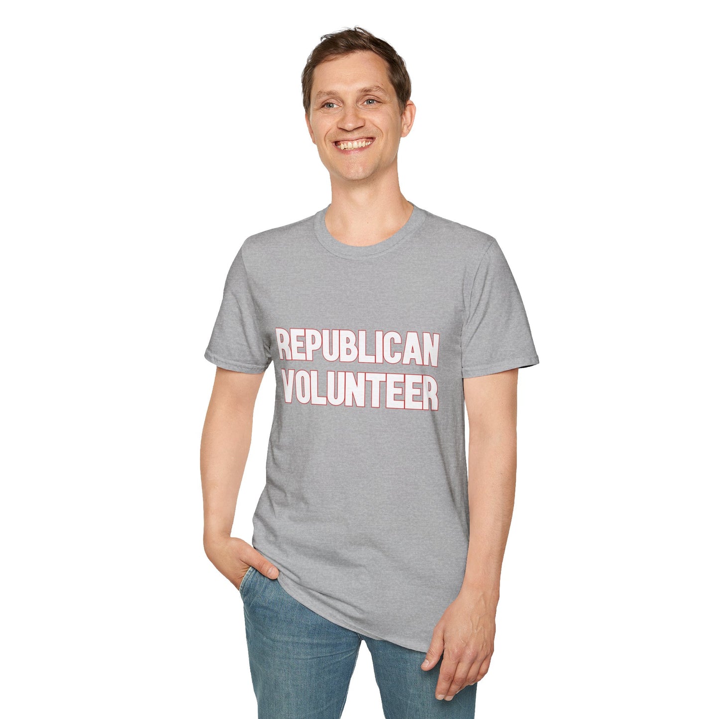 Republican Volunteer Unisex Tshirt (White/Red Logo) - Sweet Baby Jeez Teez