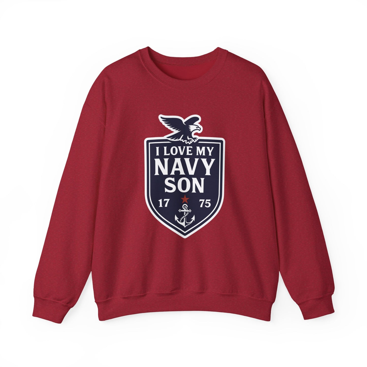 "I Love my Navy Son" Military Pride Navy Patriotic Crest Crewneck Sweatshirt