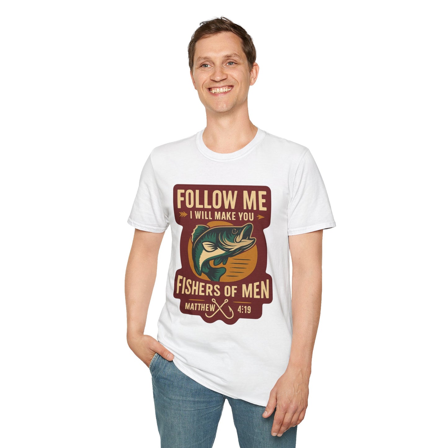 "Follow Me" Bible Verse Unisex Softstyle Tshirt