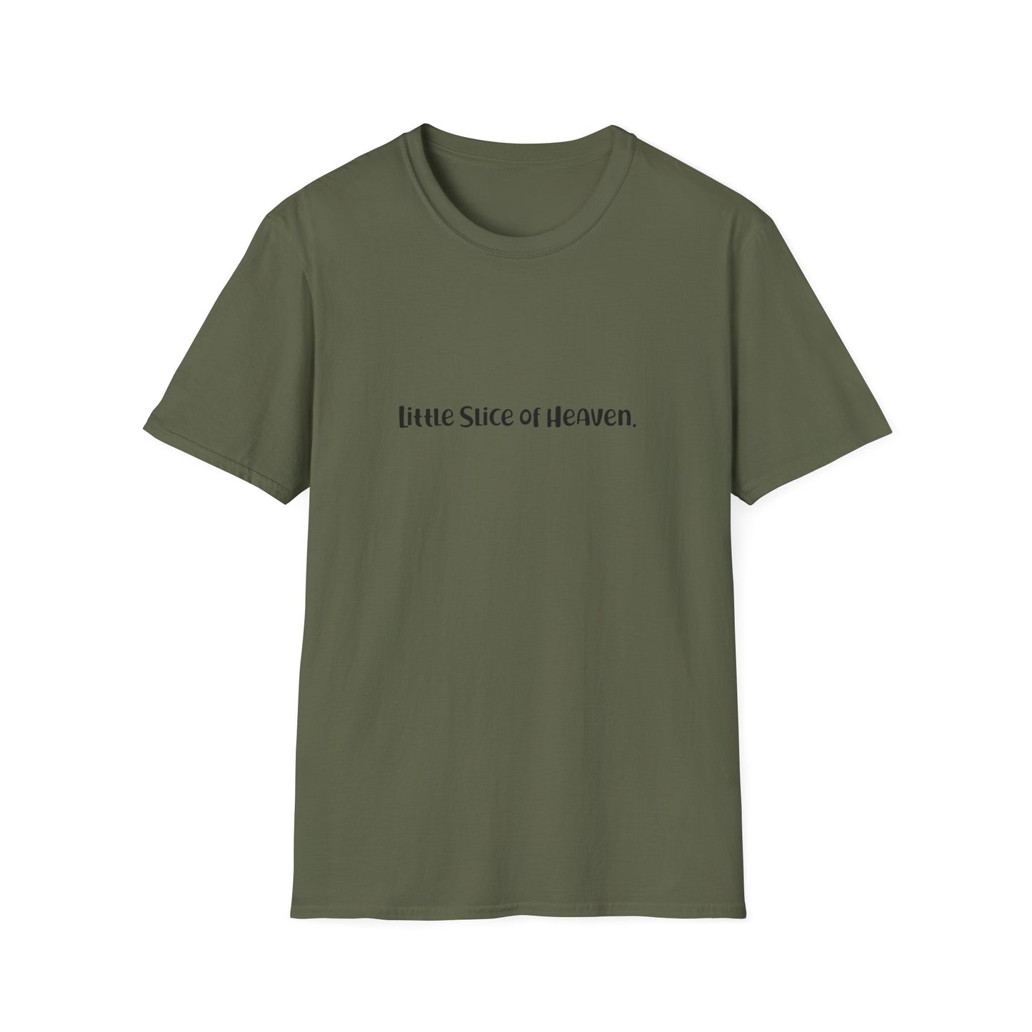 "Little Slice of Heaven" Fine Print Collection Softstyle Tshirt (Black Logo)