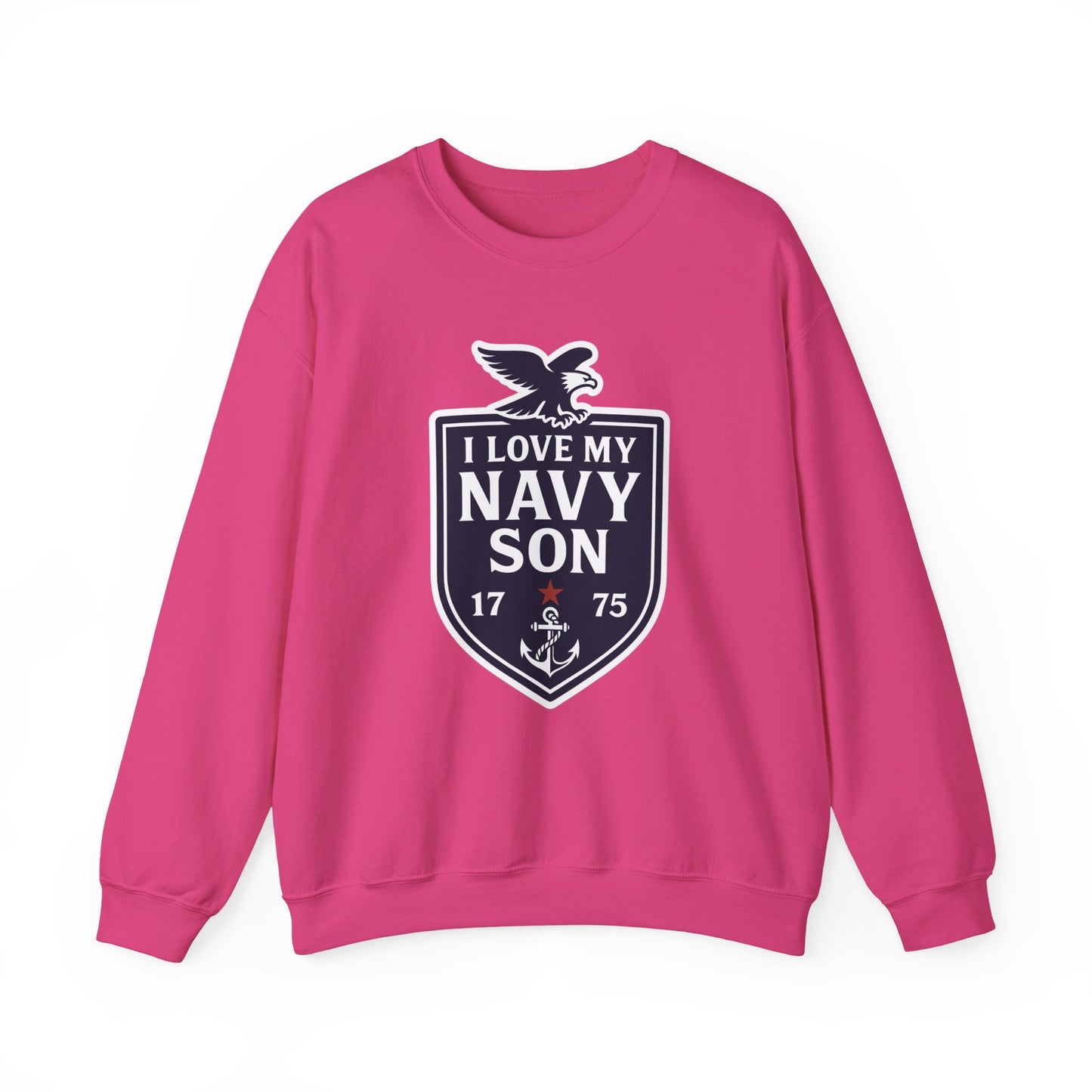 "I Love my Navy Son" Military Pride Navy Patriotic Crest Crewneck Sweatshirt
