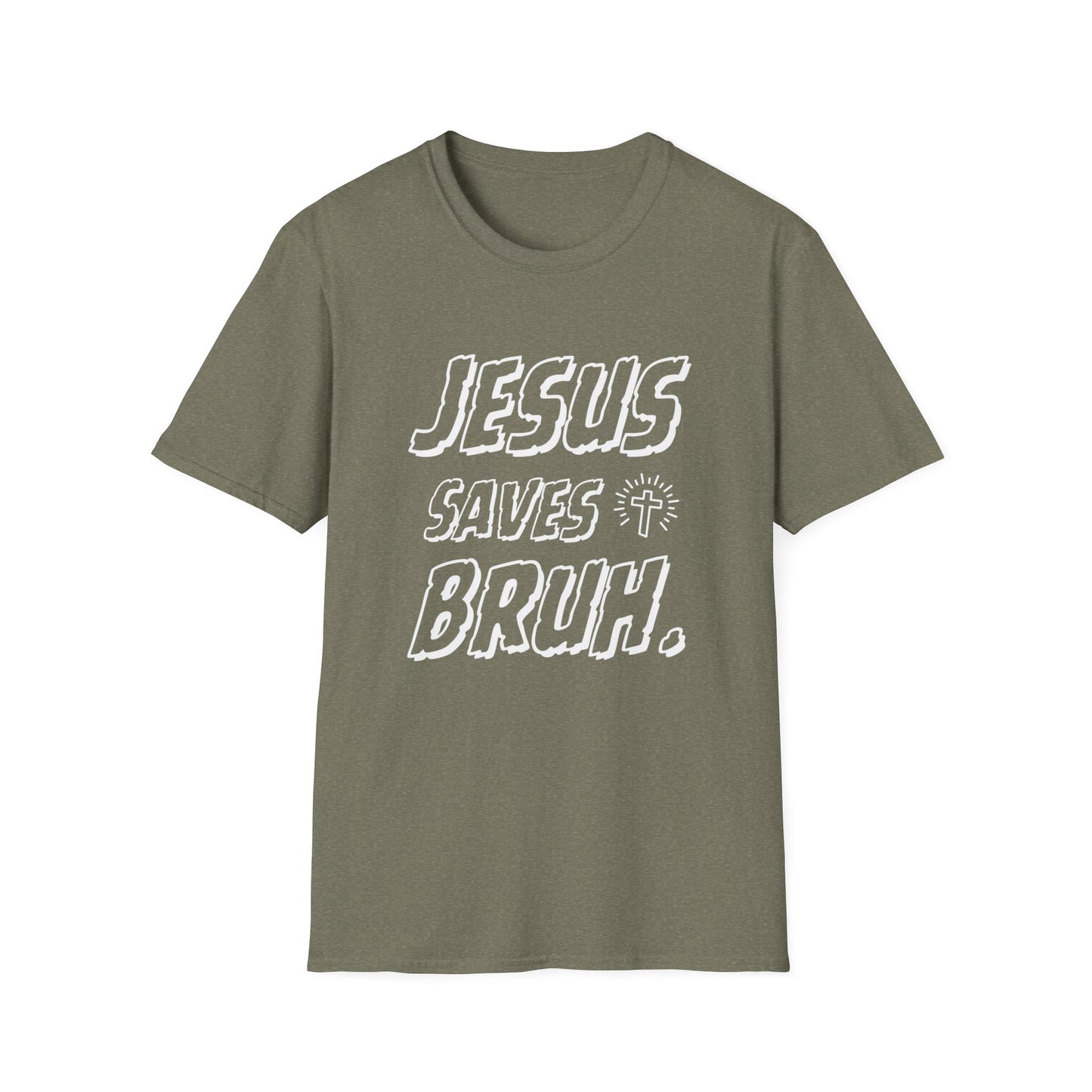 Jesus Saves Bruh Men's Tshirt (White Logo) - Sweet Baby Jeez Teez