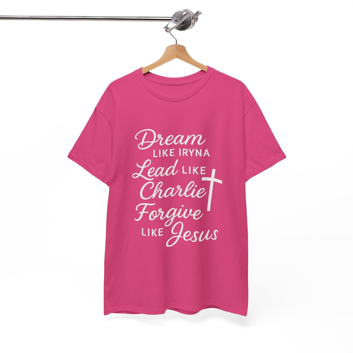 Dream, Lead, Forgive Women's Relaxed Heavy Cotton Tshirt (White Logo)