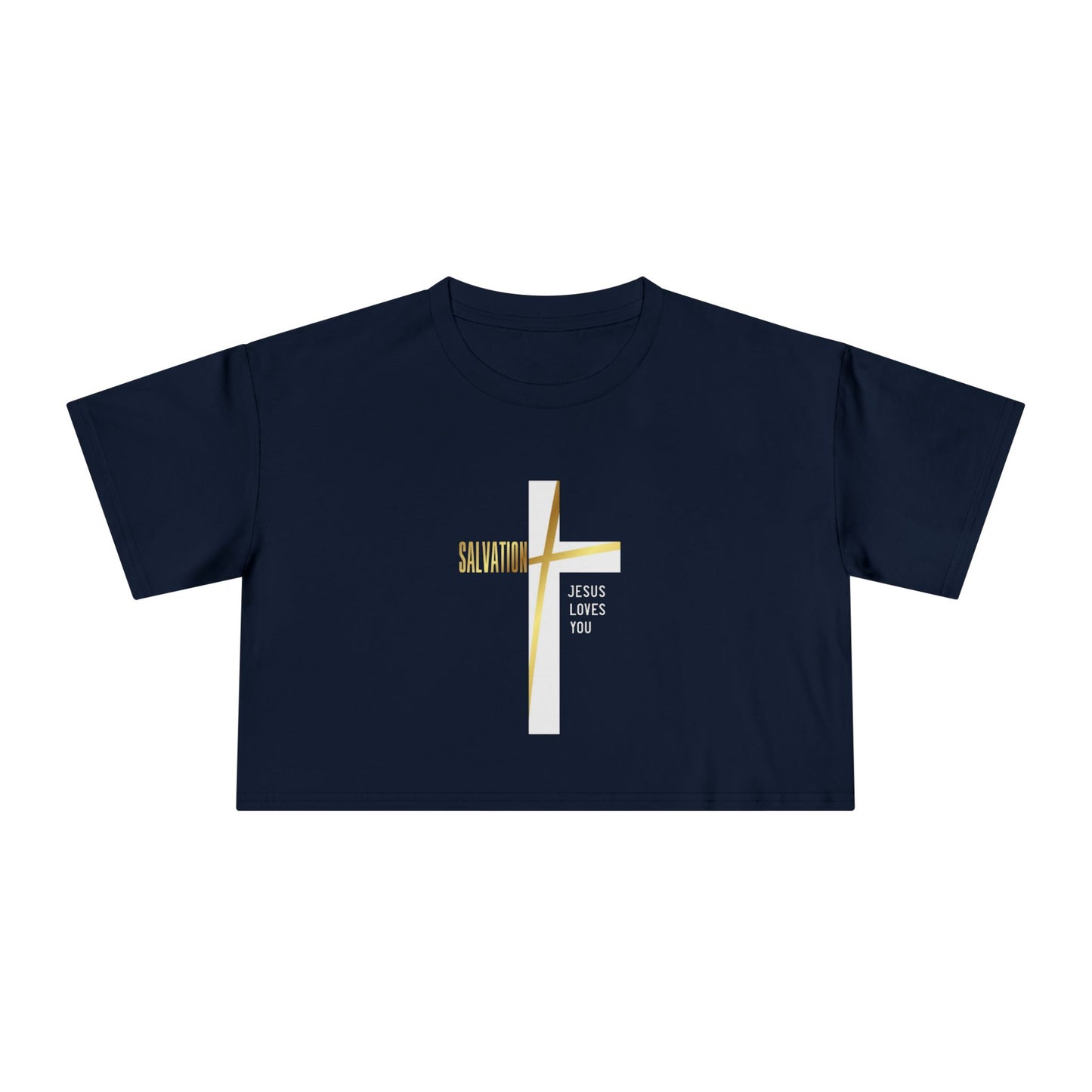 Salvation/Jesus Loves You Faith-Inspired Women's Crop T-Shirt - Sweet Baby Jeez Teez