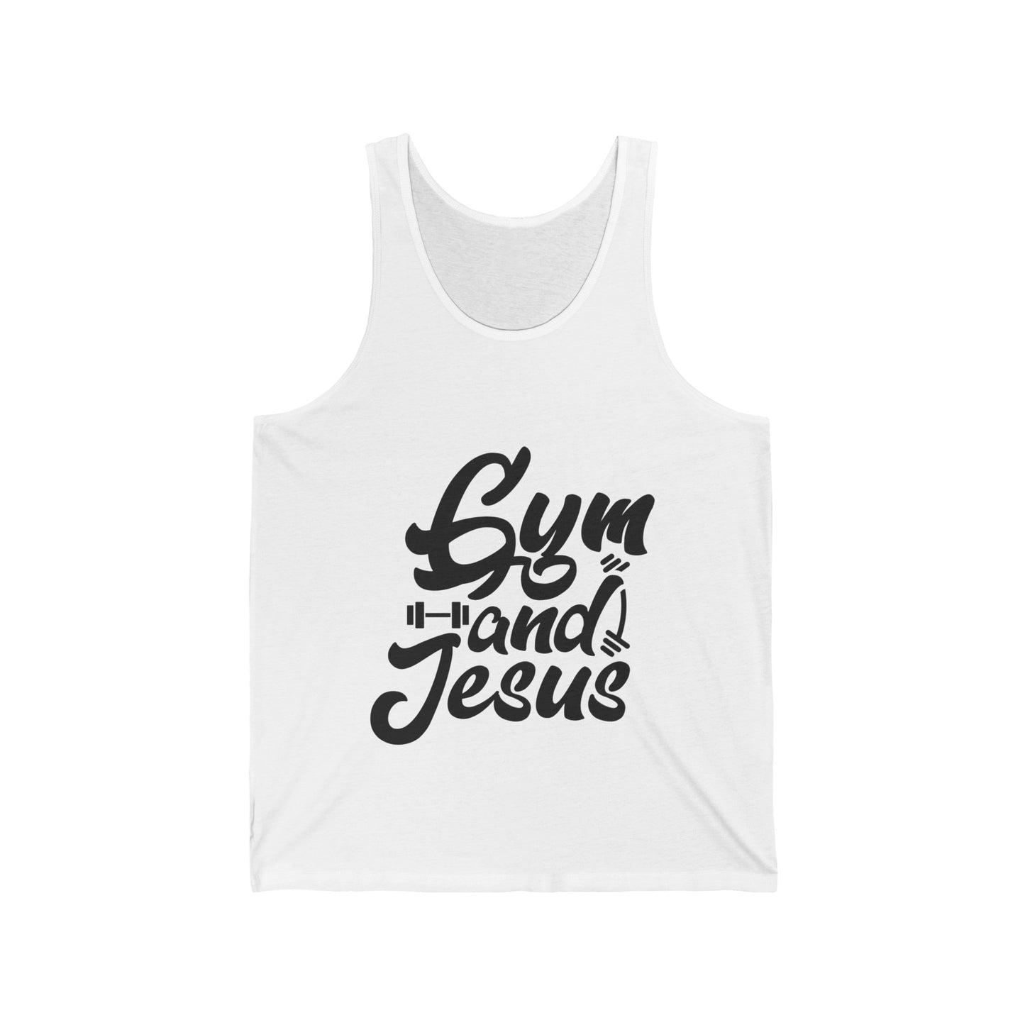 Gym and Jesus Men's Jersey Tank (Black Logo) - Sweet Baby Jeez Teez
