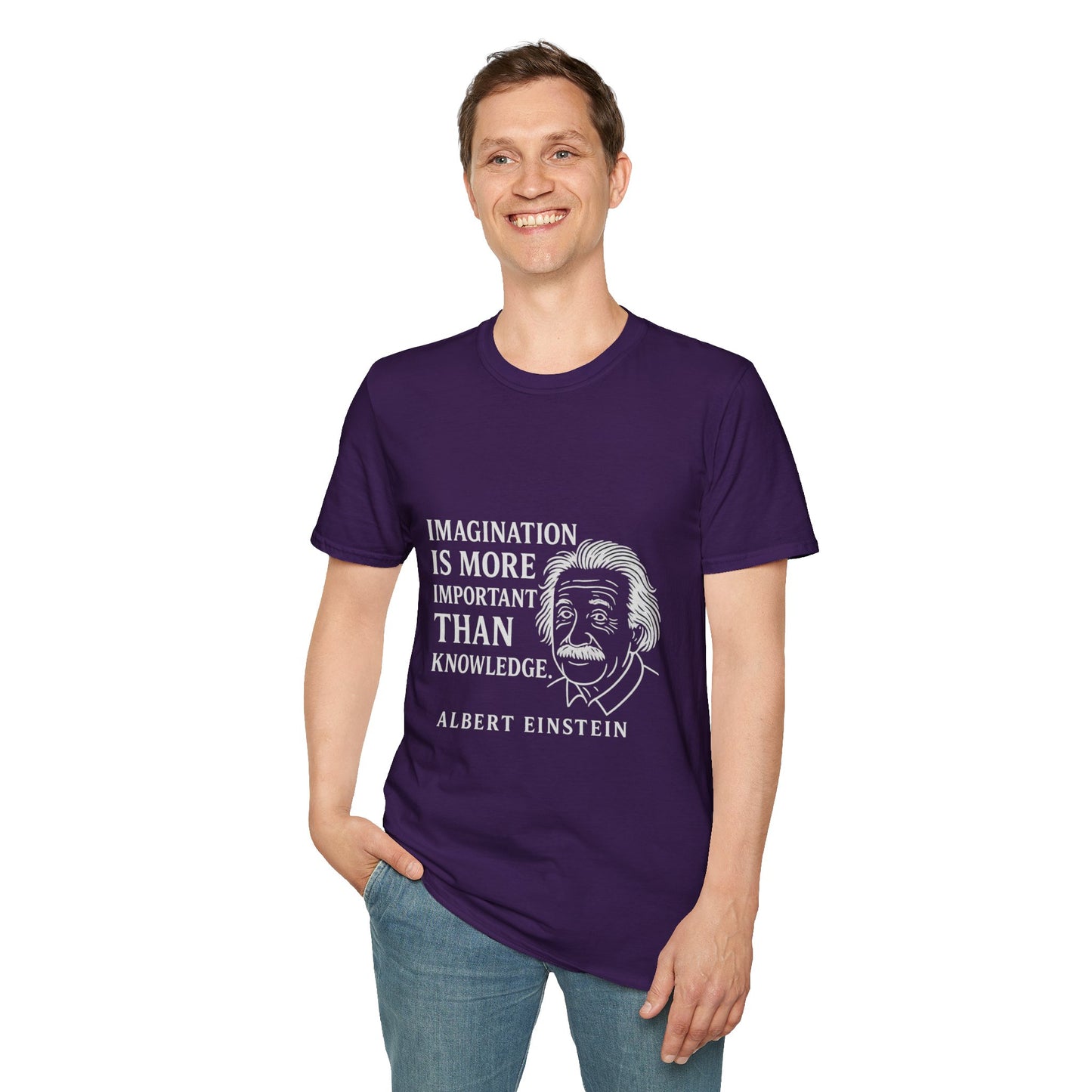 "Imagination" Einstein Quote Unisex Softstyle T-Shirt (IW Logo)