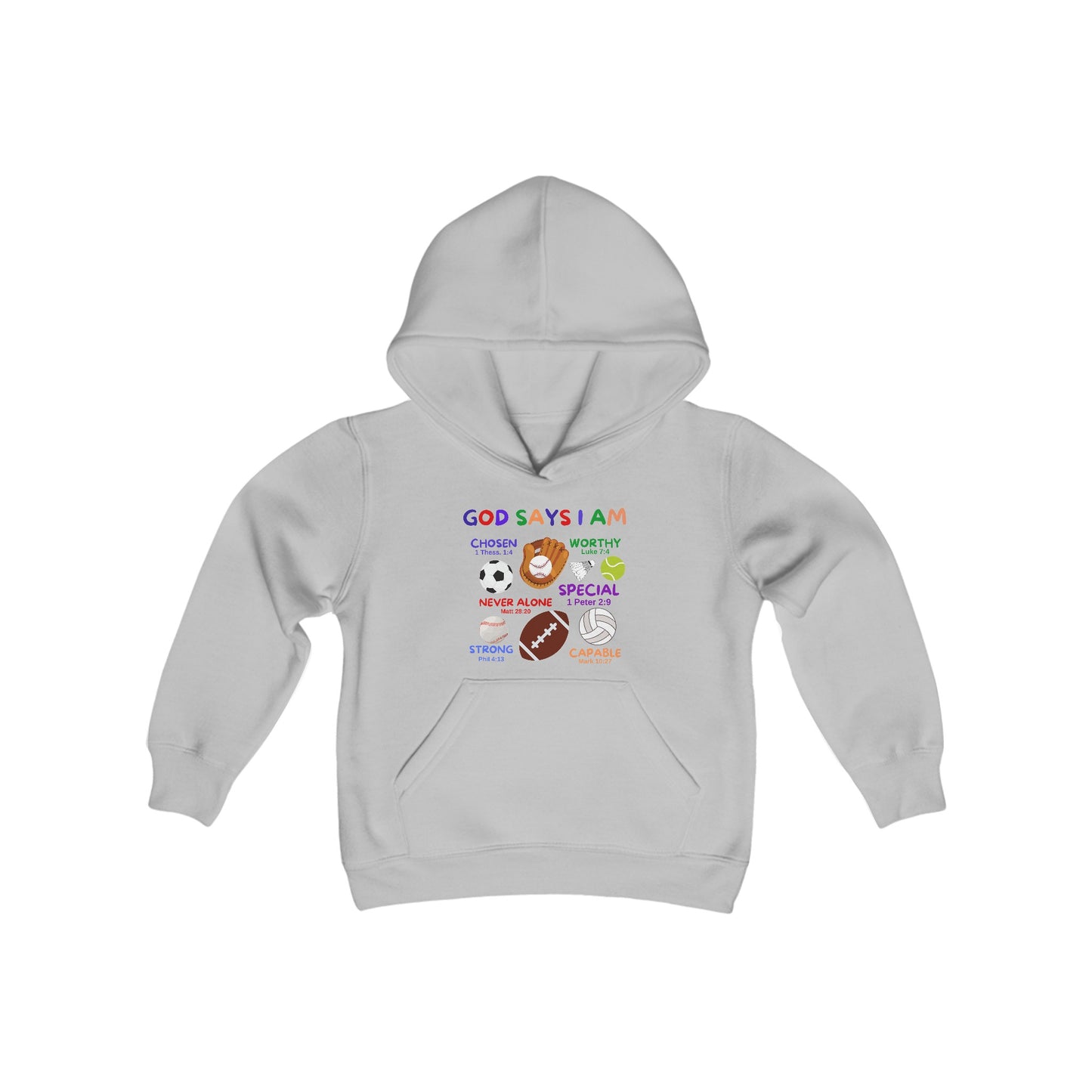 God Says I am Boys Hoodie (Sports Logo) - Sweet Baby Jeez Teez
