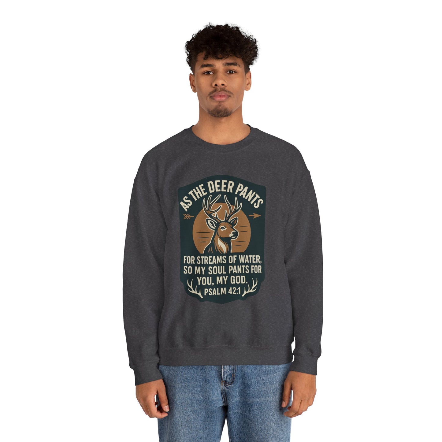 Psalm 42:1 "As the Deer" Bible Verse Cozy Sweatshirt