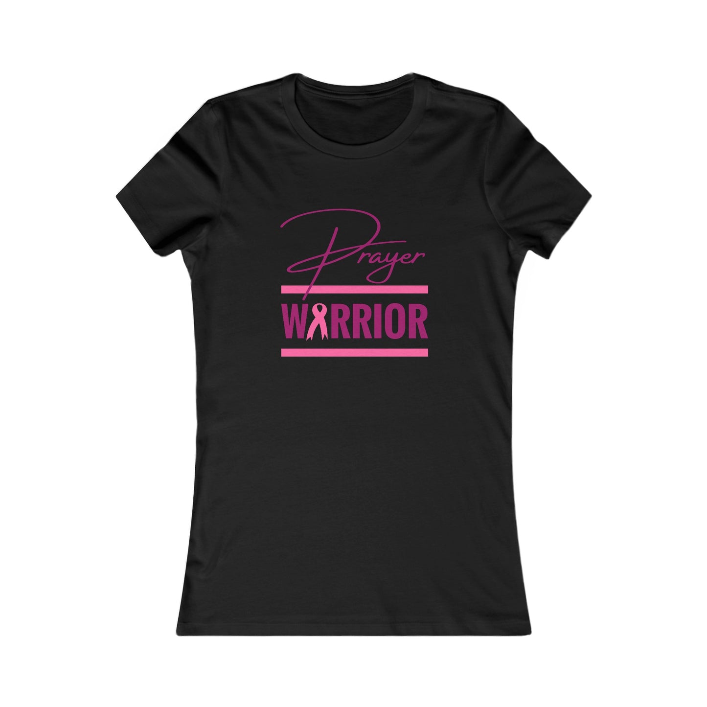 Prayer Warrior Breast Cancer Women's Fitted Tshirt (Pink Logo) - Sweet Baby Jeez Teez