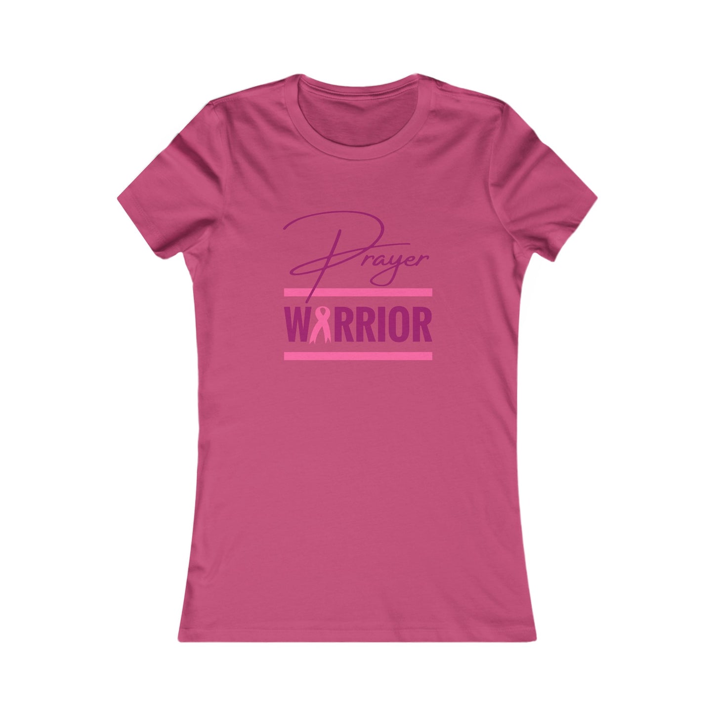 Prayer Warrior Breast Cancer Women's Fitted Tshirt (Pink Logo) - Sweet Baby Jeez Teez