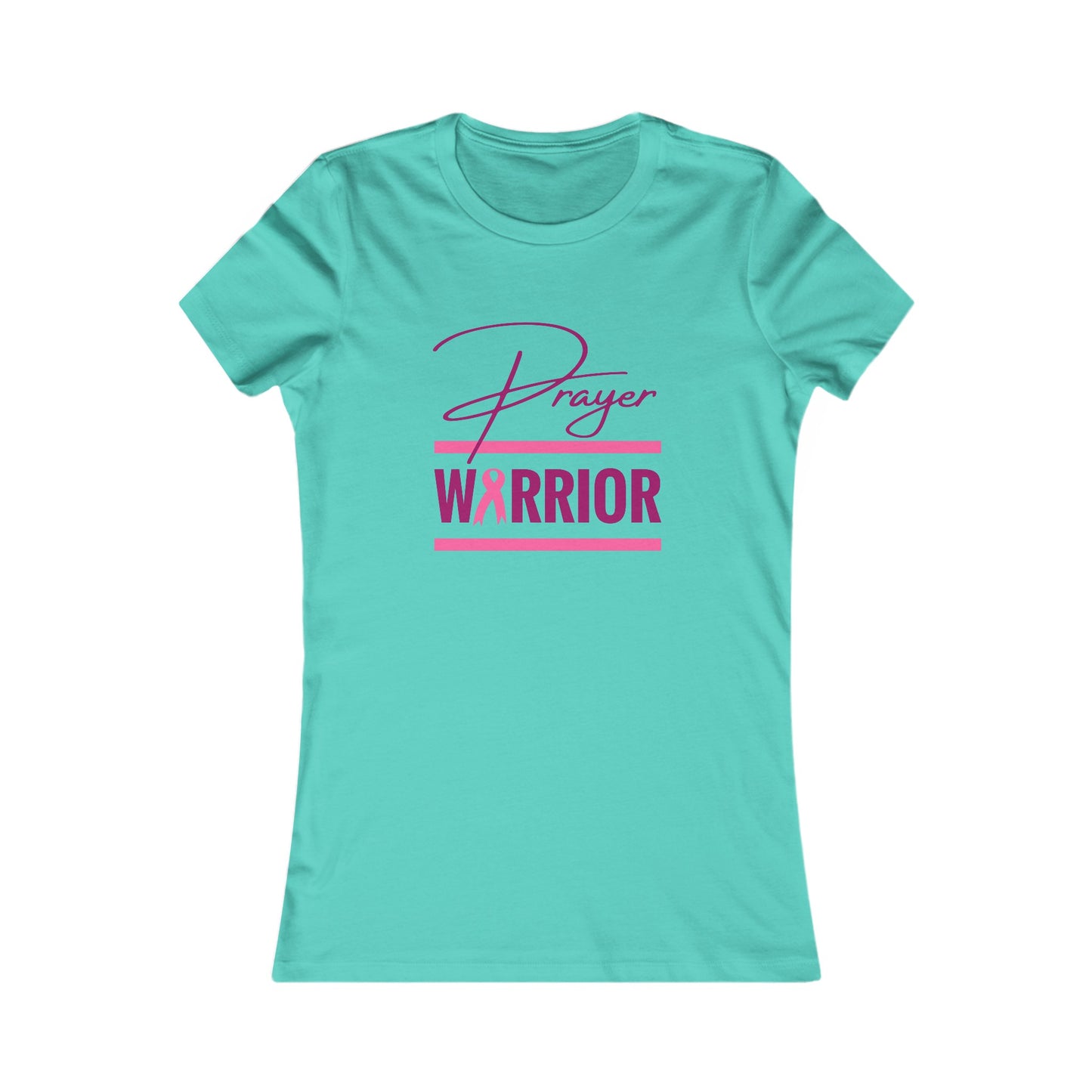 Prayer Warrior Breast Cancer Women's Fitted Tshirt (Pink Logo) - Sweet Baby Jeez Teez