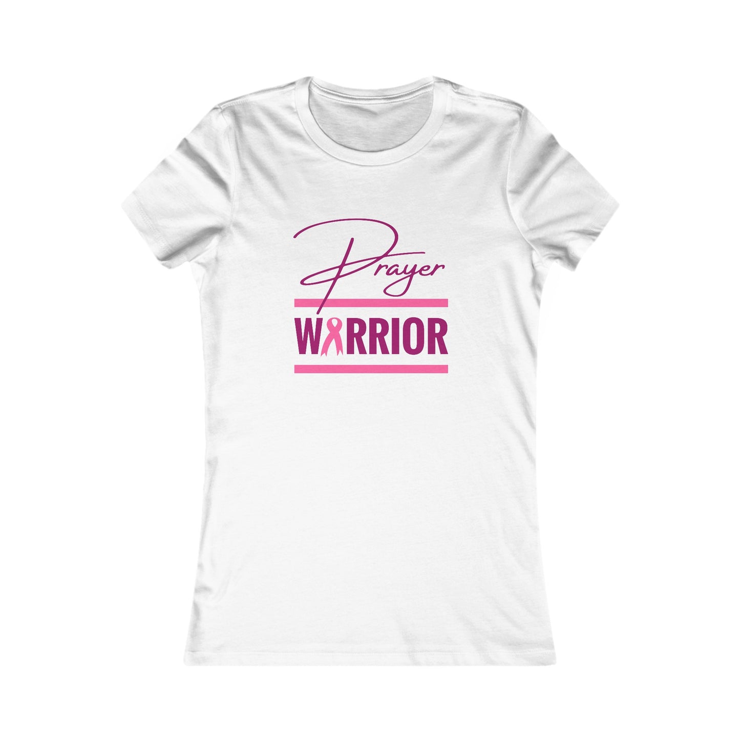 Prayer Warrior Breast Cancer Women's Fitted Tshirt (Pink Logo) - Sweet Baby Jeez Teez
