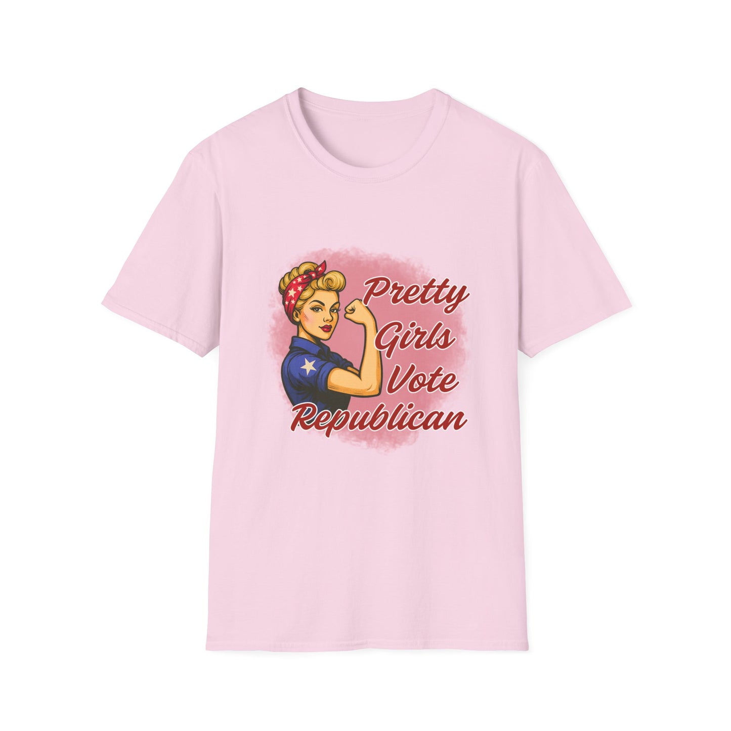 "Pretty Girls Vote Republican" Empowered Women Softstyle T-Shirt Tee (Blonde)