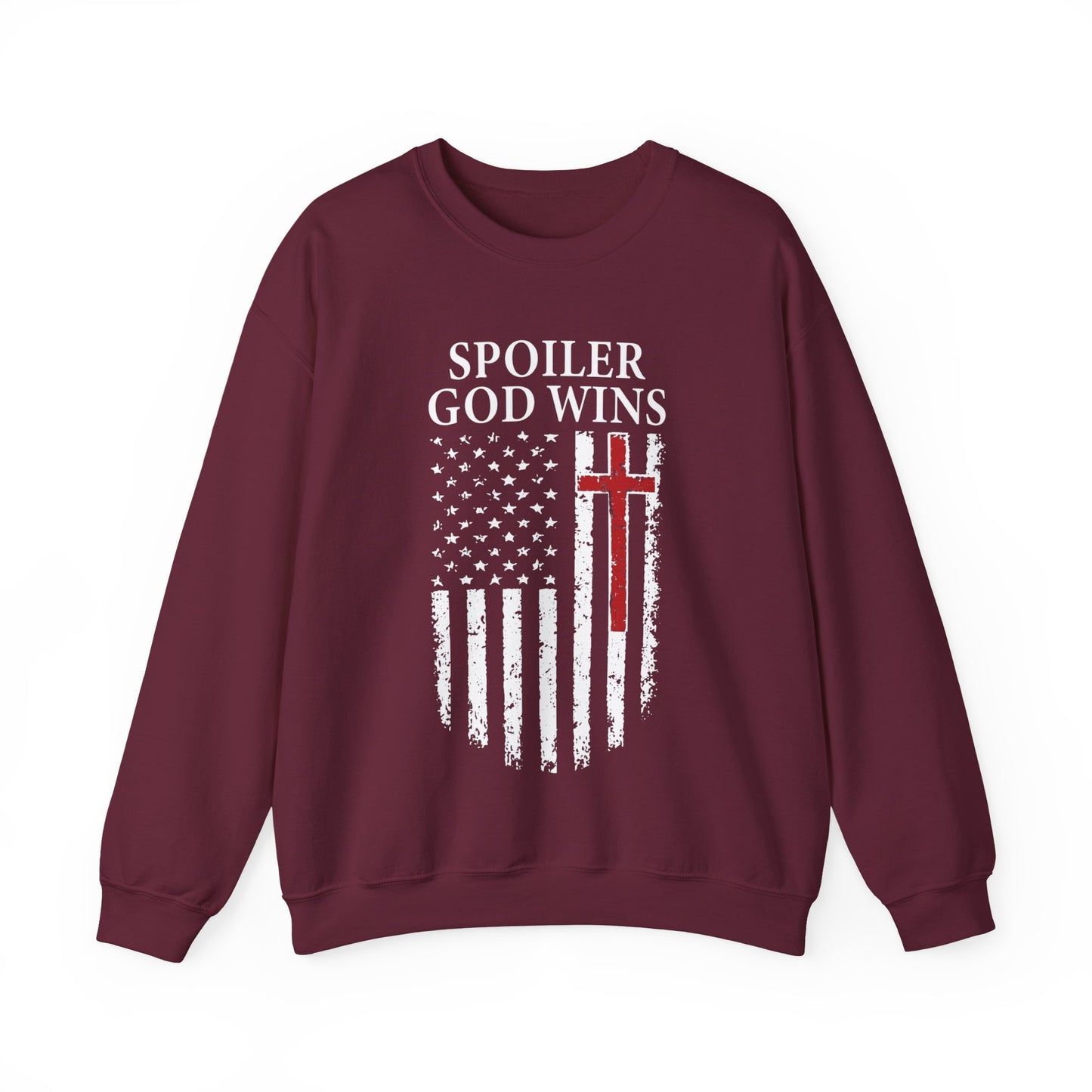 "Spoiler God Wins" Christian Unisex Cozy Sweatshirt