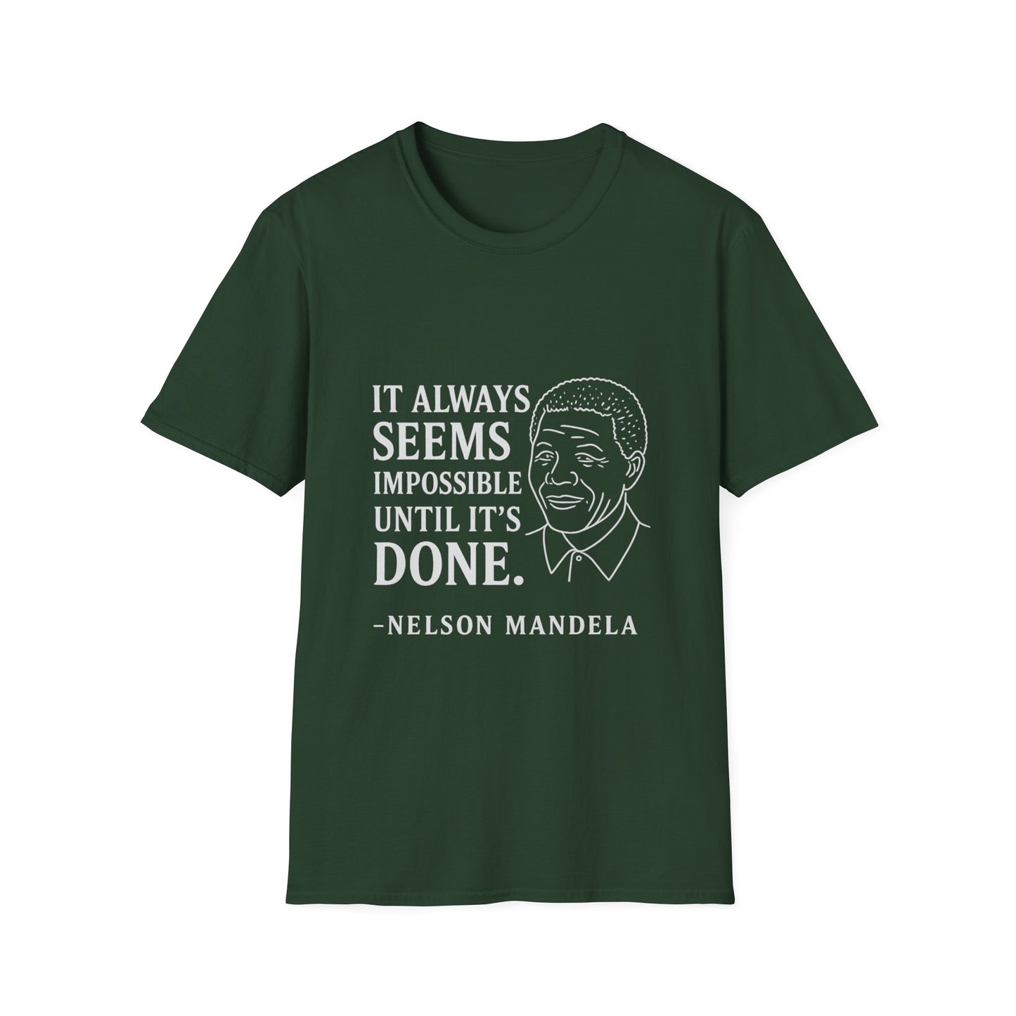 "Seems Impossible" Nelson Mandela Unisex SoftStyle Tshirt (IW Logo)