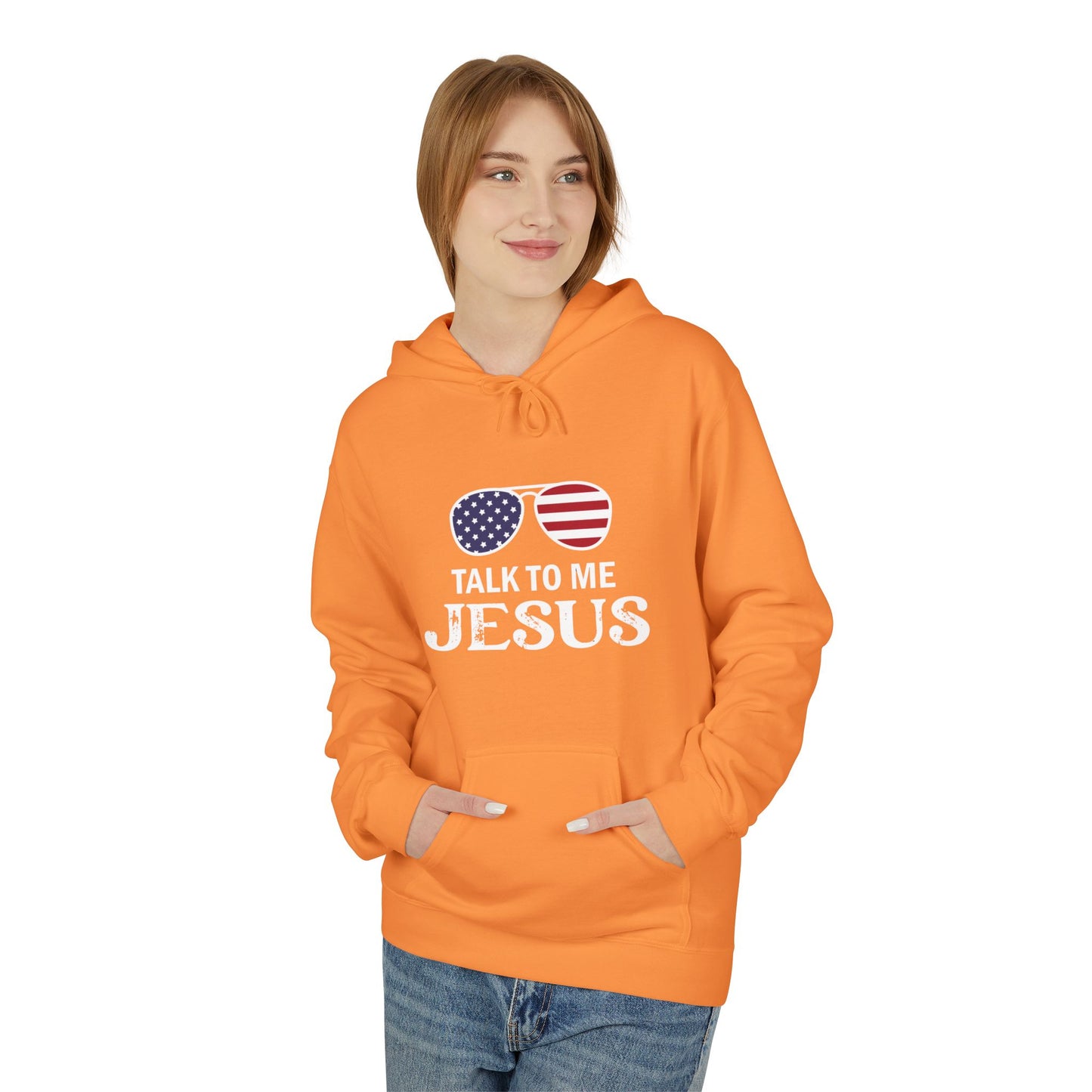 Patriotic "Talk to Me Jesus" Christian Fleece Hoodie
