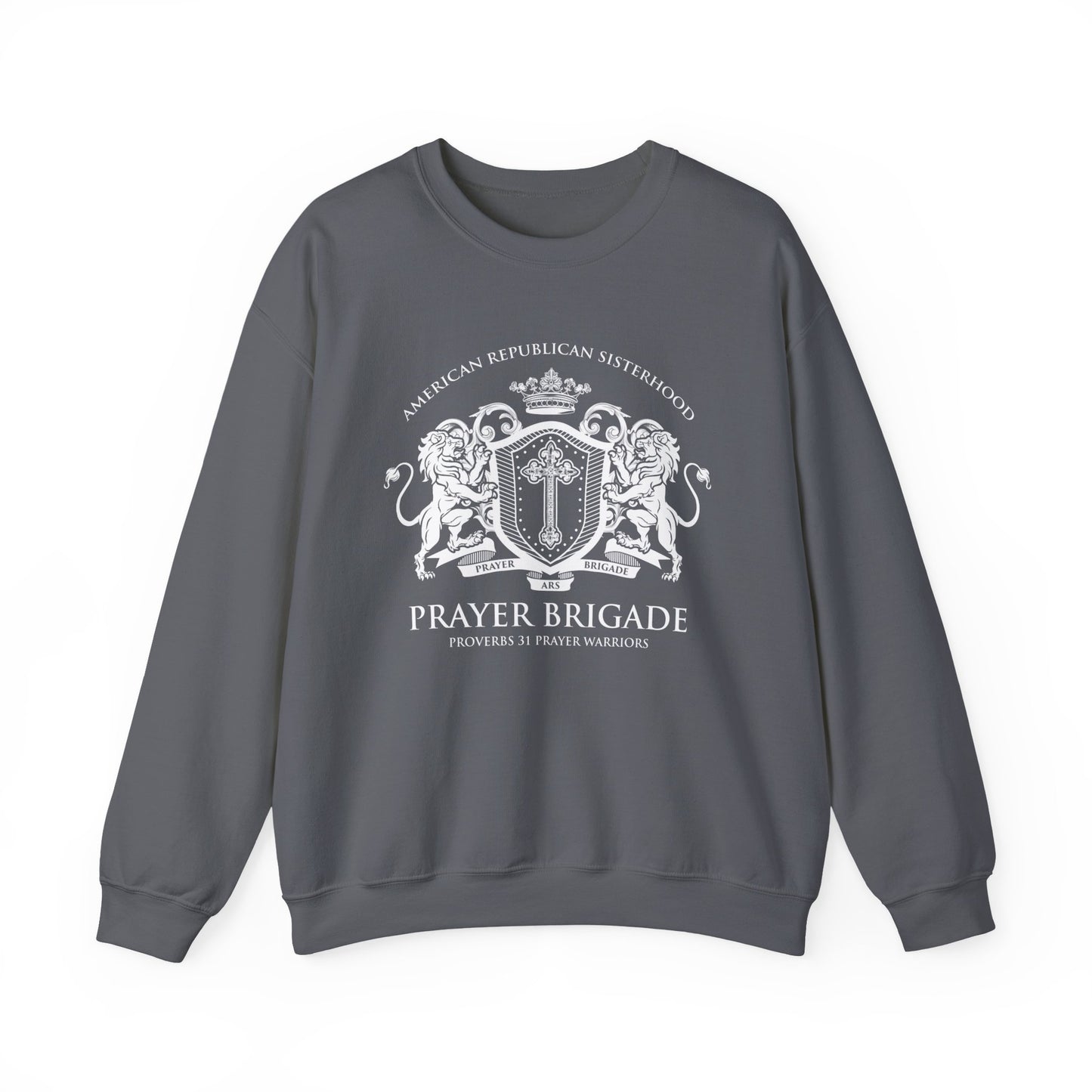 Prayer Brigade Relaxed Sweatshirt - Scripture Inspired Design (White Logo)