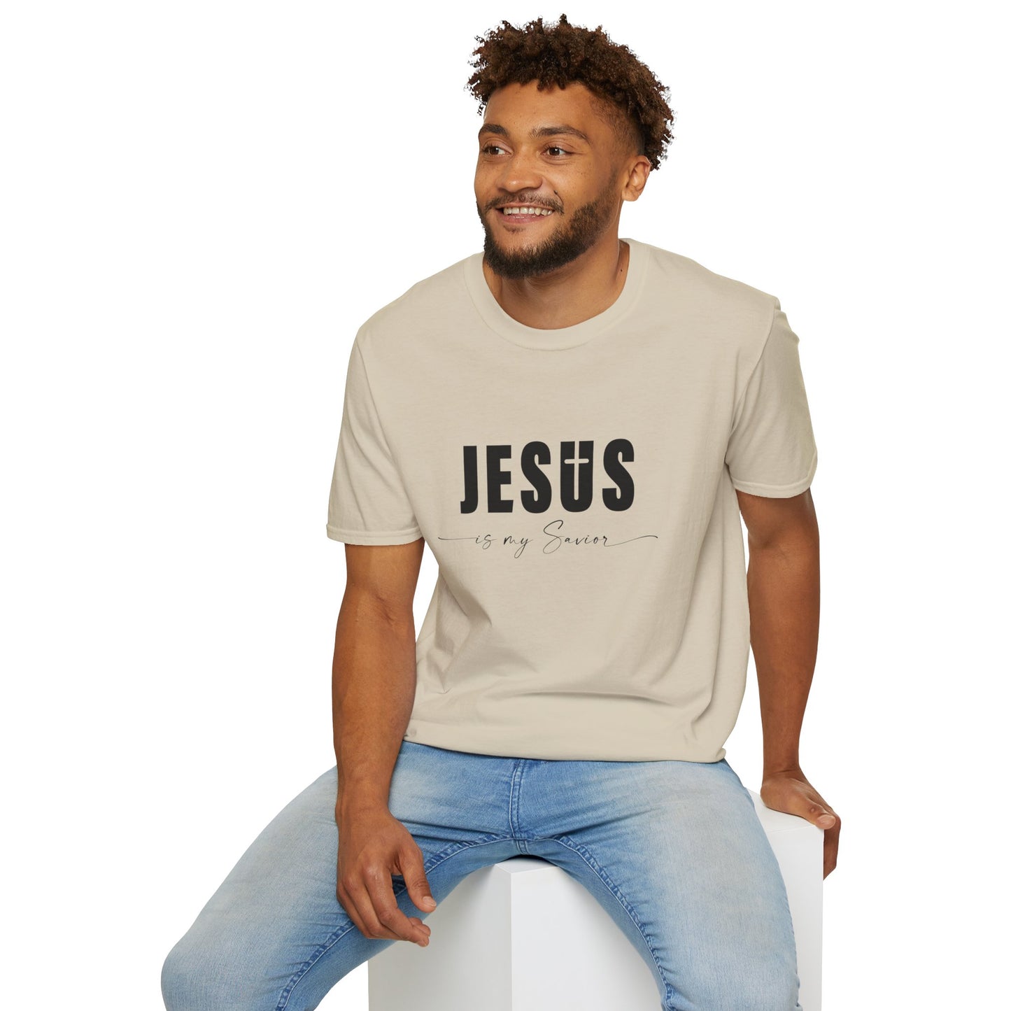 "Jesus is My Savior" Christian Faith Soft T-Shirt (Black Logo)