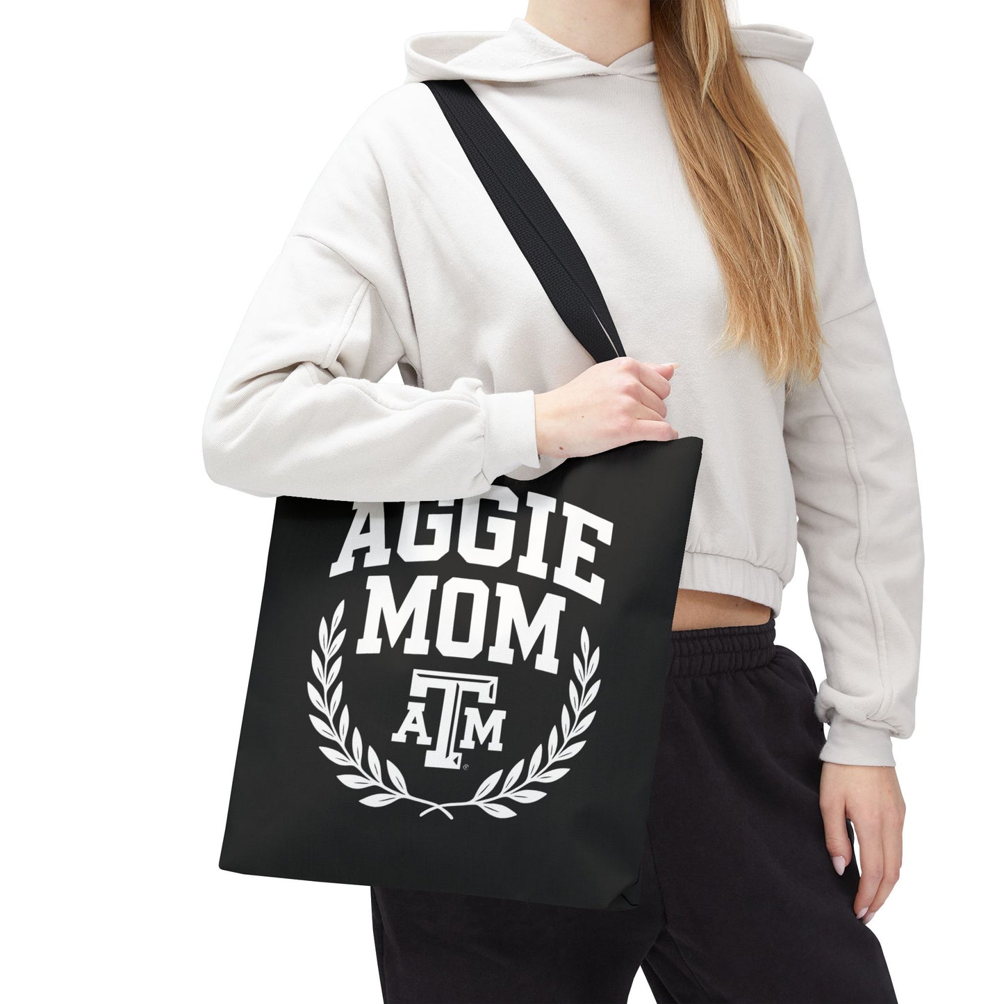 "Aggie Mom" Tote Bag - Multiple Sizes, Different Color Straps - Sweet Baby Jeez Teez
