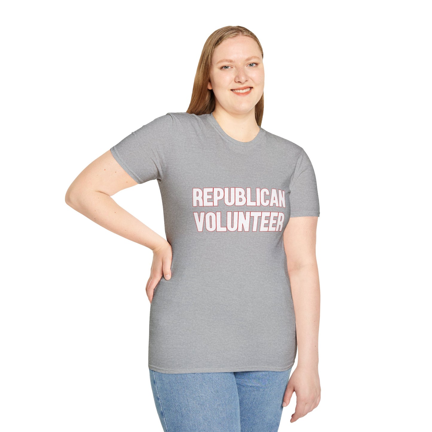 Republican Volunteer Unisex Tshirt (White/Red Logo) - Sweet Baby Jeez Teez