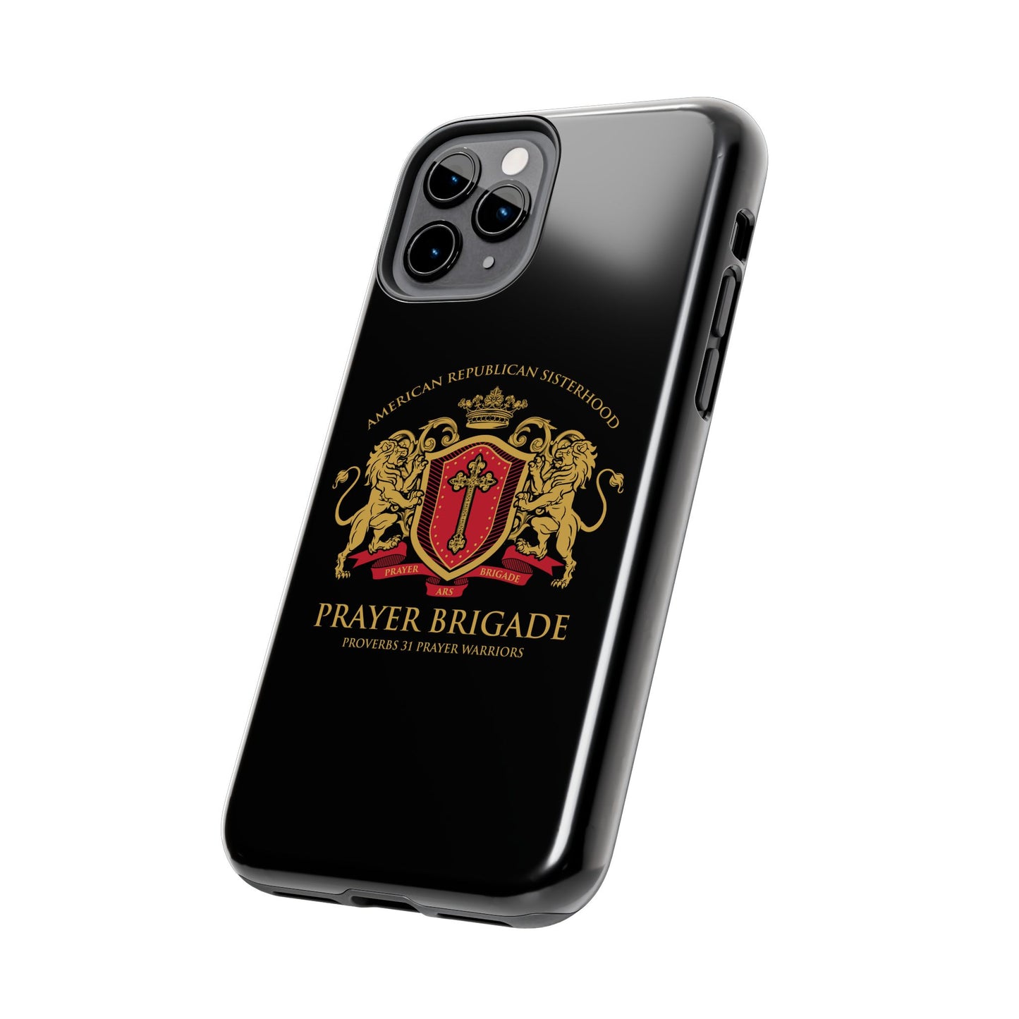 ARS Prayer Brigade Tough Phone Case (Black with Gold/Red Logo)