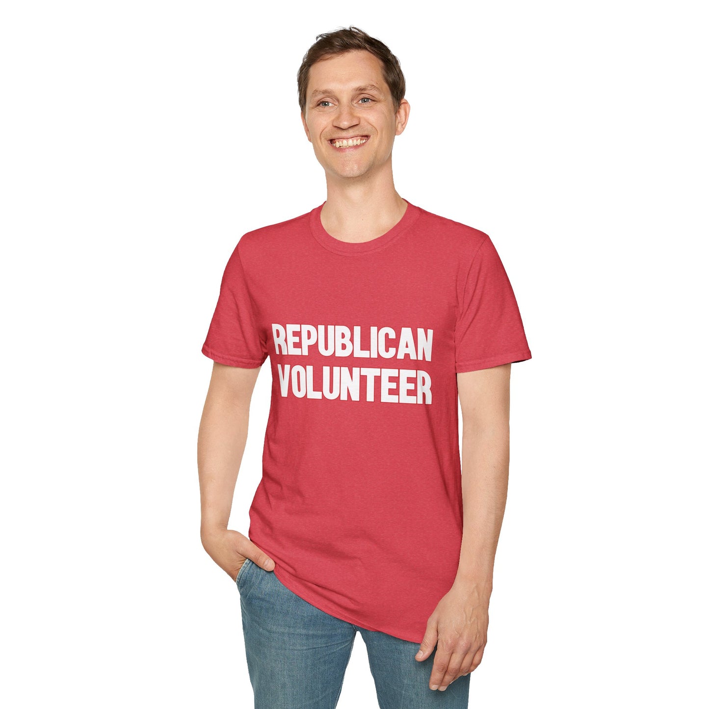 Republican Volunteer Unisex Tshirt (White/Red Logo) - Sweet Baby Jeez Teez
