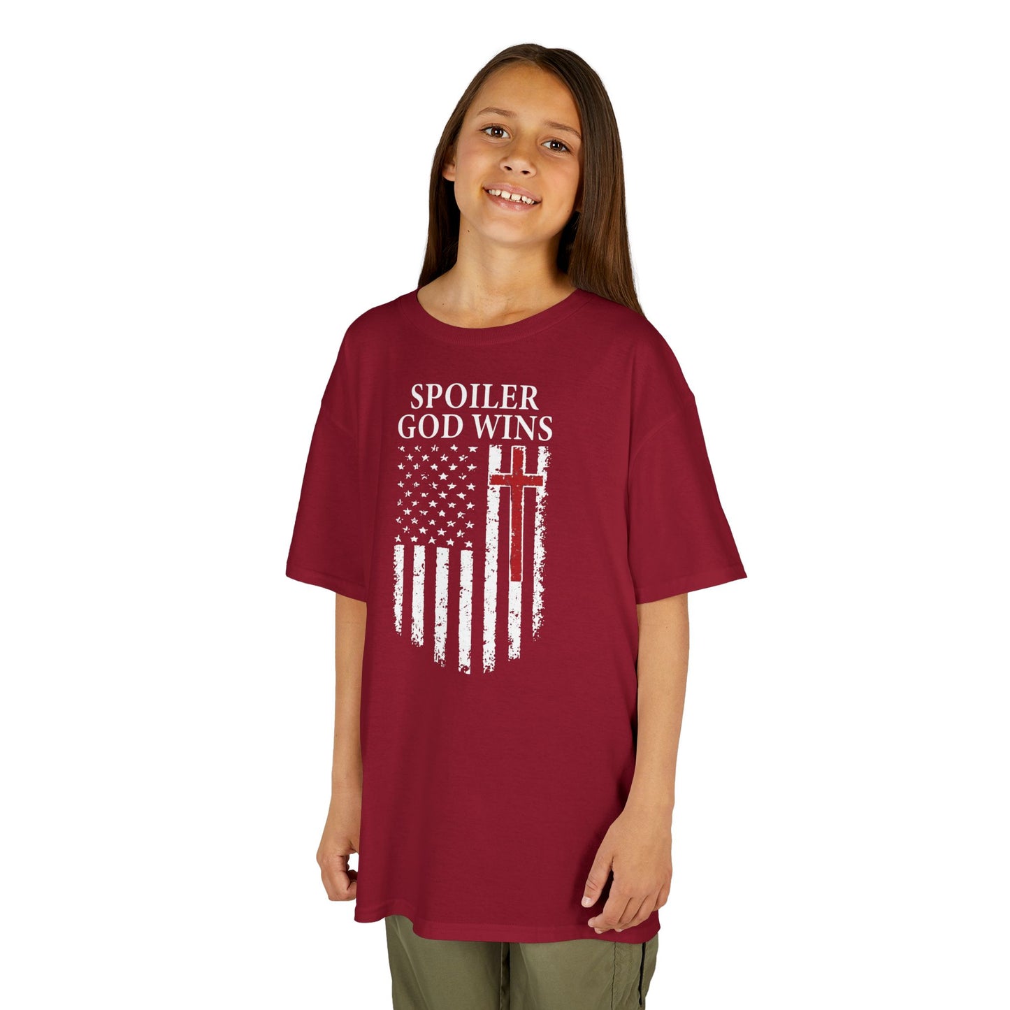 "Spoiler God Wins" Christian Kids Softstyle T-Shirt