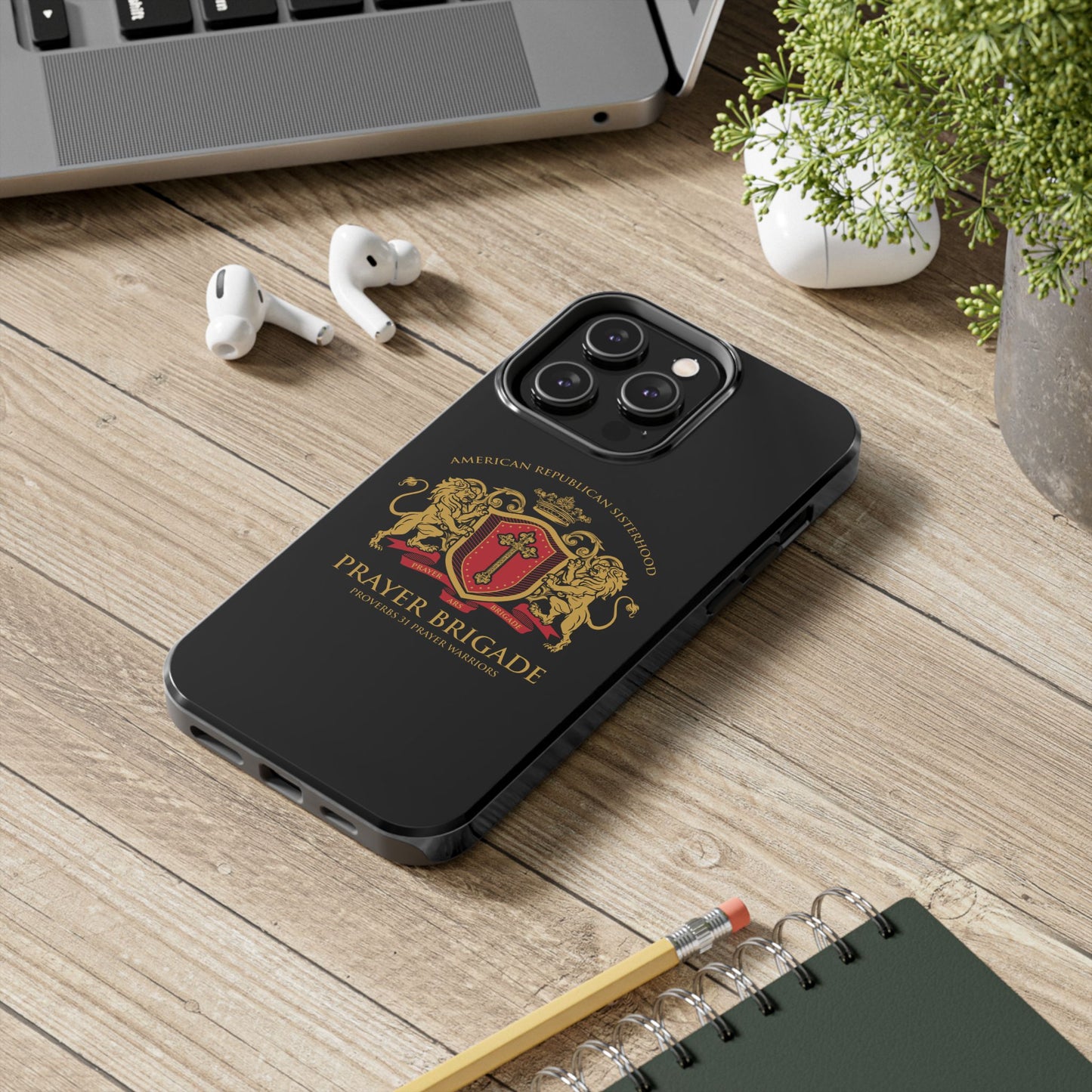 ARS Prayer Brigade Tough Phone Case (Black with Gold/Red Logo)