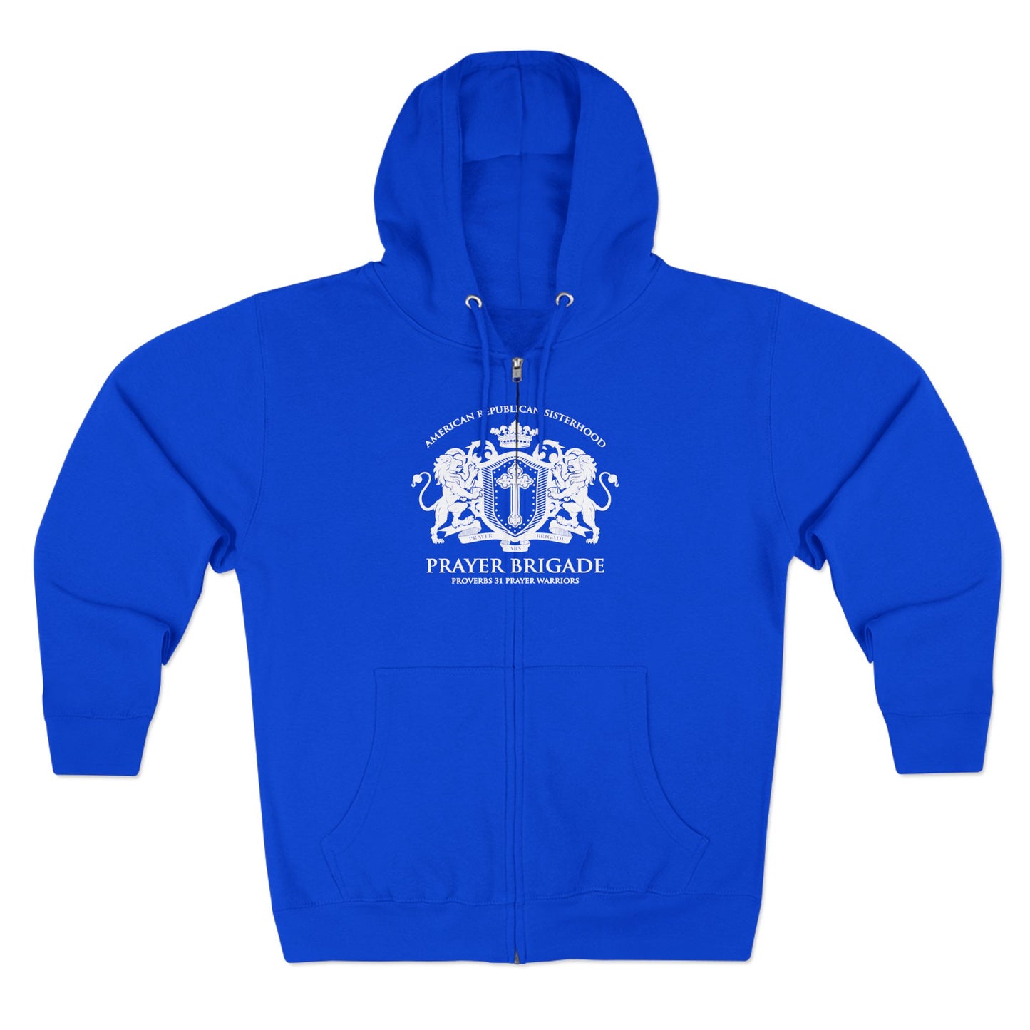 ARS Prayer Brigade Unisex Full Zip Hoodie (Dark Red with White Logo)