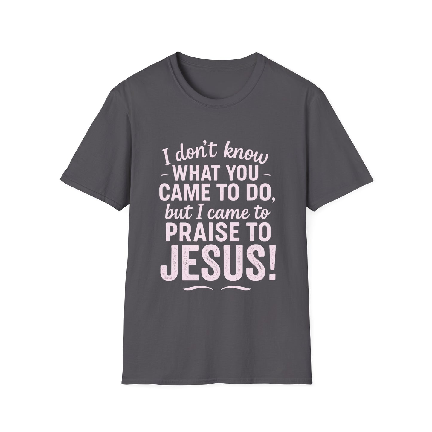 "I Came to Praise Jesus" Relaxed Softstyle Tshirt (Light Pink Logo) - Sweet Baby Jeez Teez