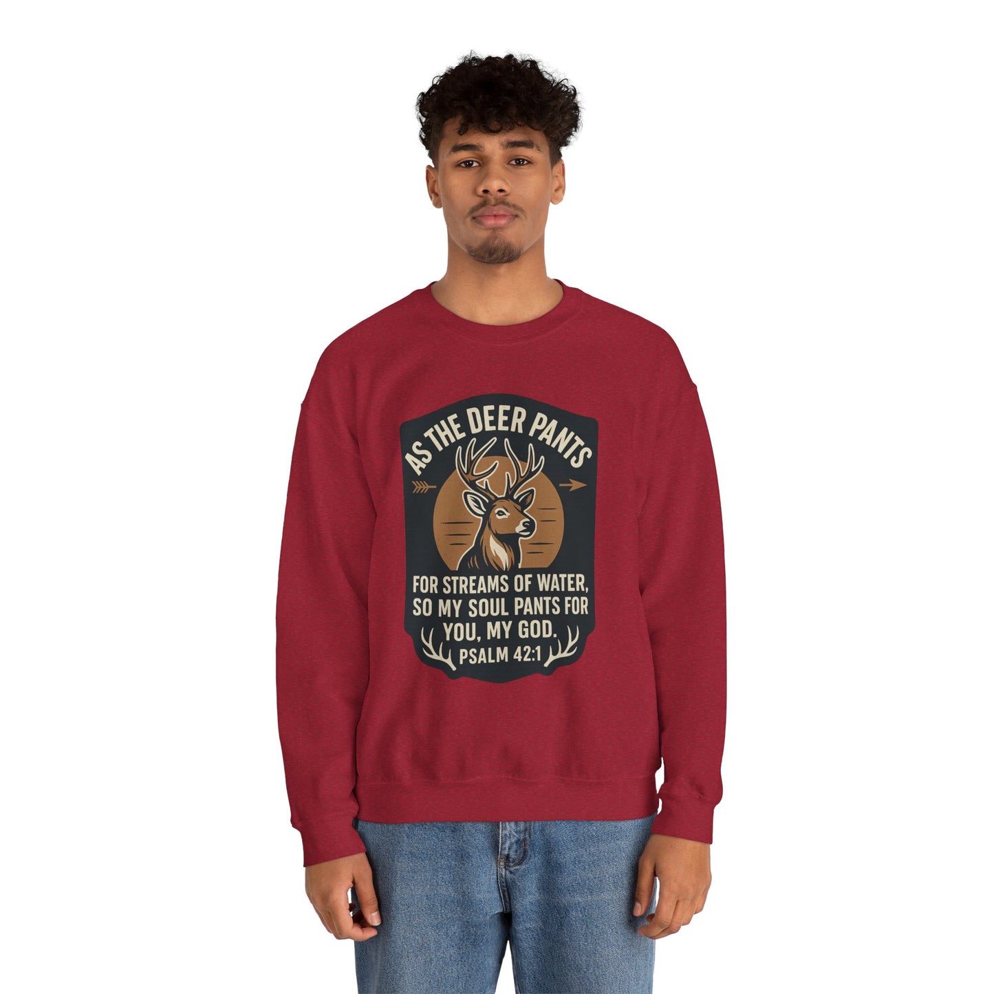 Psalm 42:1 "As the Deer" Bible Verse Cozy Sweatshirt