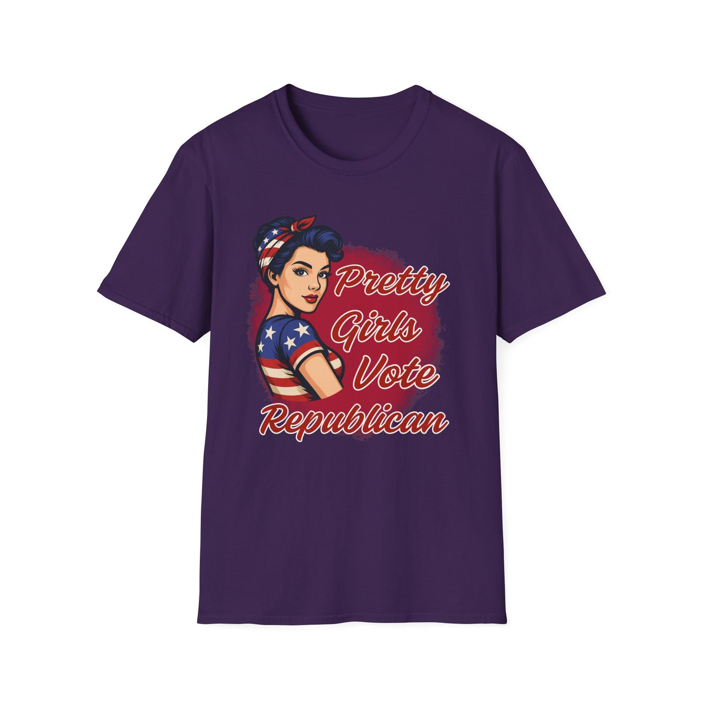 "Pretty Girls Vote Republican" Empowered Women Softstyle T-Shirt Tee (Brunette)