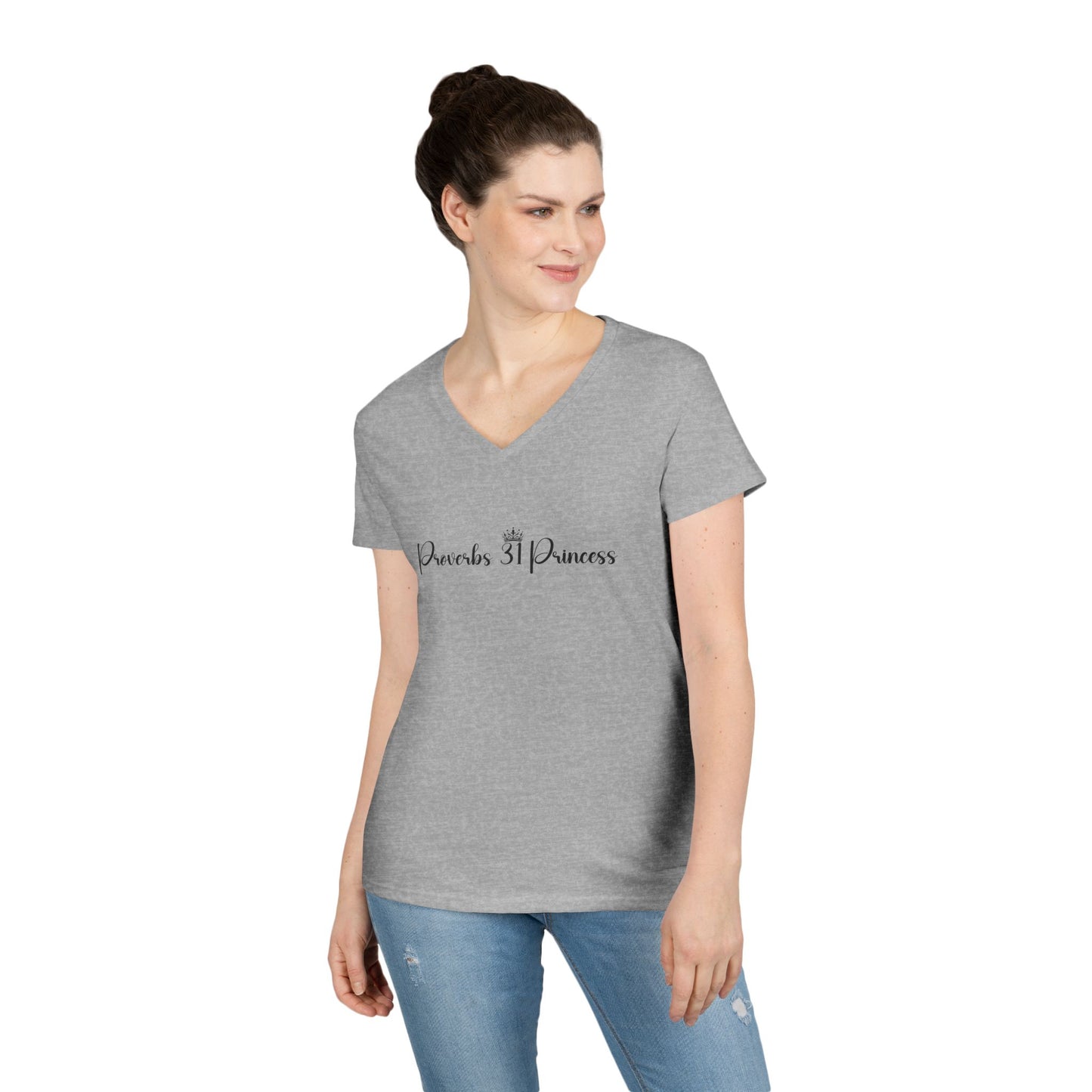 Proverbs 31 Princess Women's Semi-Fitted V-neck Tshirt - Sweet Baby Jeez Teez