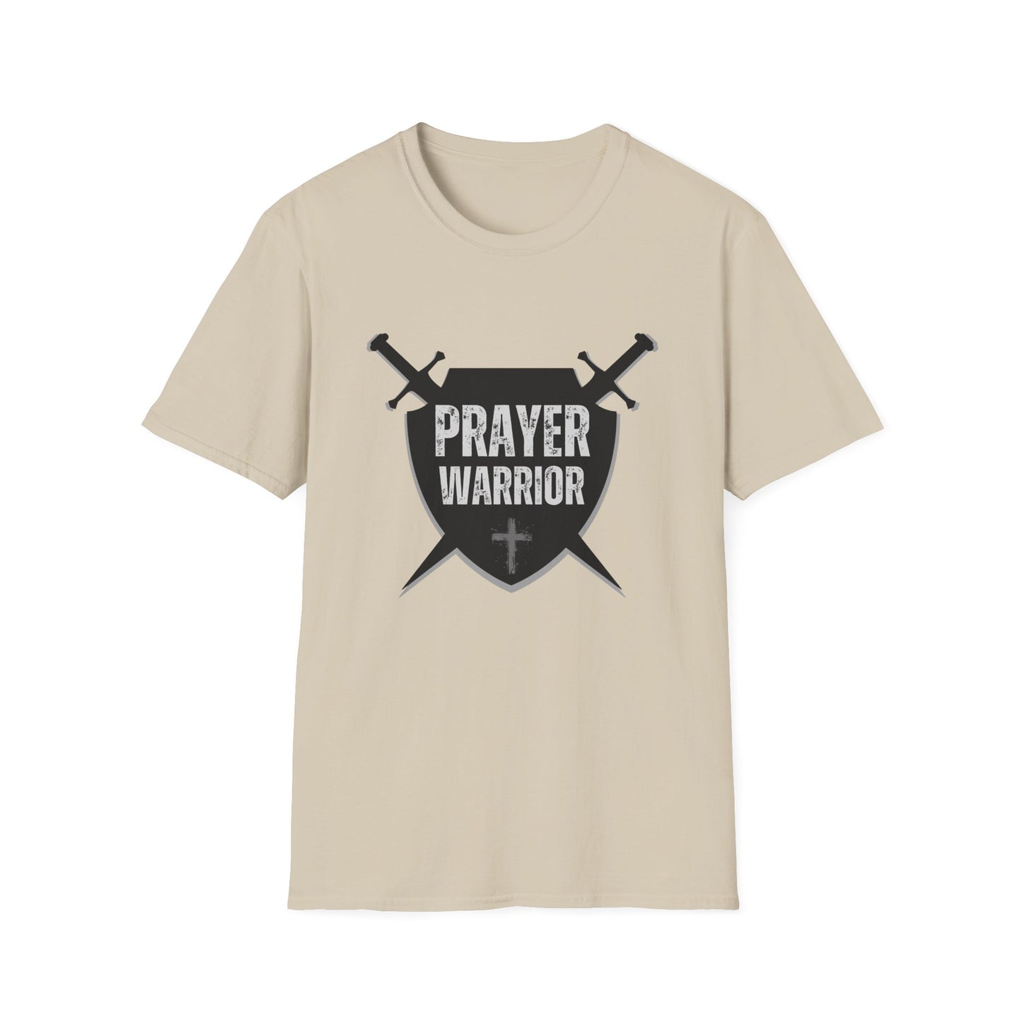 Prayer Warrior Shield Men's Tshirt (Black Logo) - Sweet Baby Jeez Teez