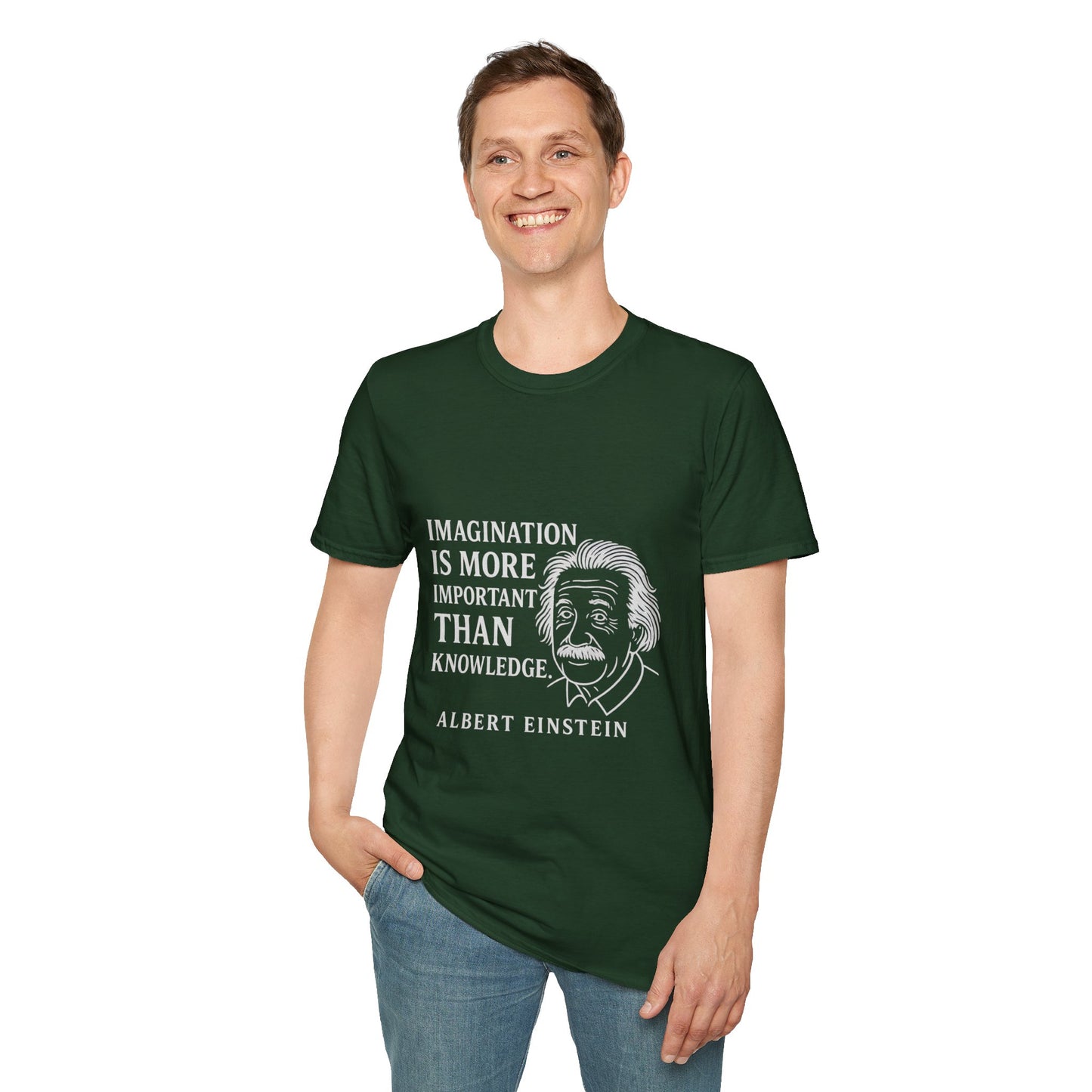 "Imagination" Einstein Quote Unisex Softstyle T-Shirt (IW Logo)