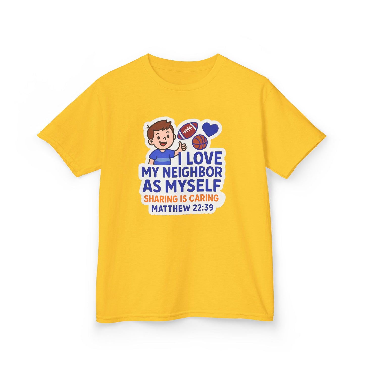 "Love My Neighbor" Sharing is Caring Christian Boy's Bible Verse Sticker Tshirt