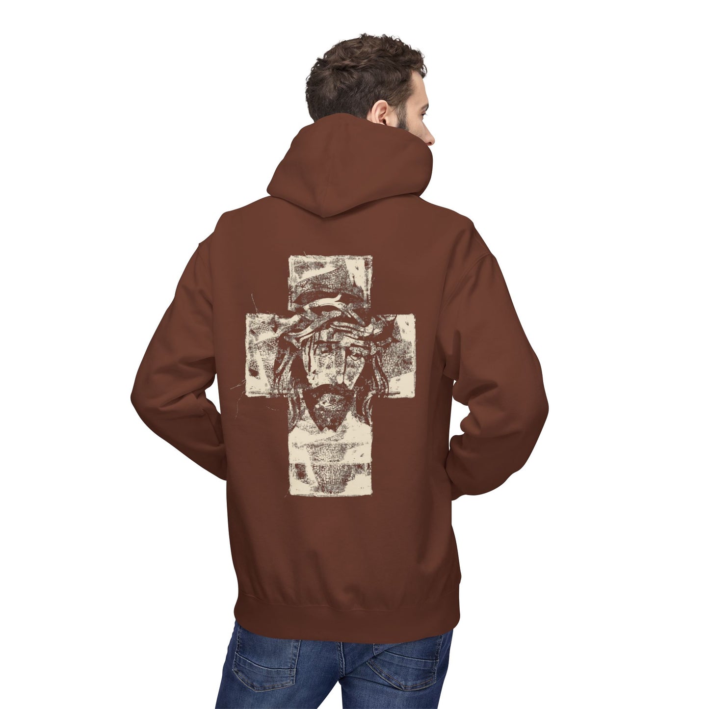Christ Portrait on Cross Modern Logo Men's Hoodie - Sweet Baby Jeez Teez