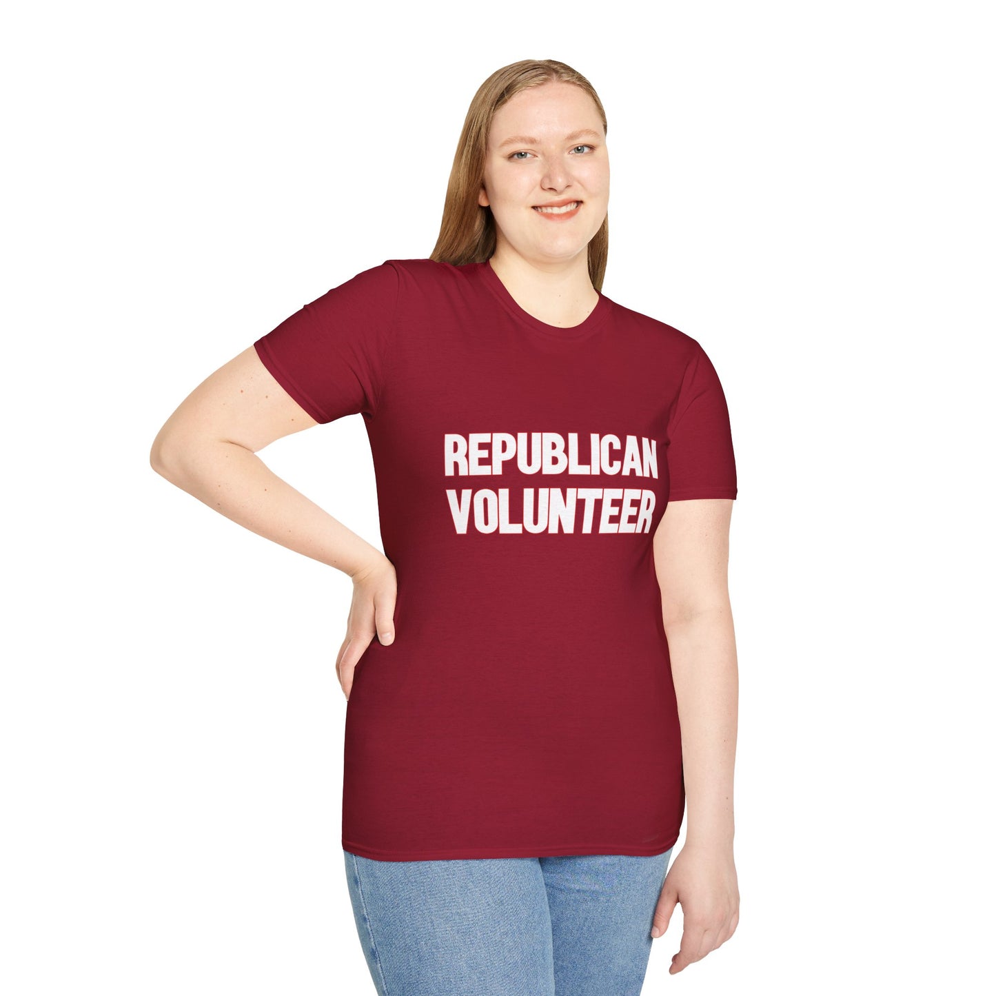 Republican Volunteer Unisex Tshirt (White/Red Logo) - Sweet Baby Jeez Teez